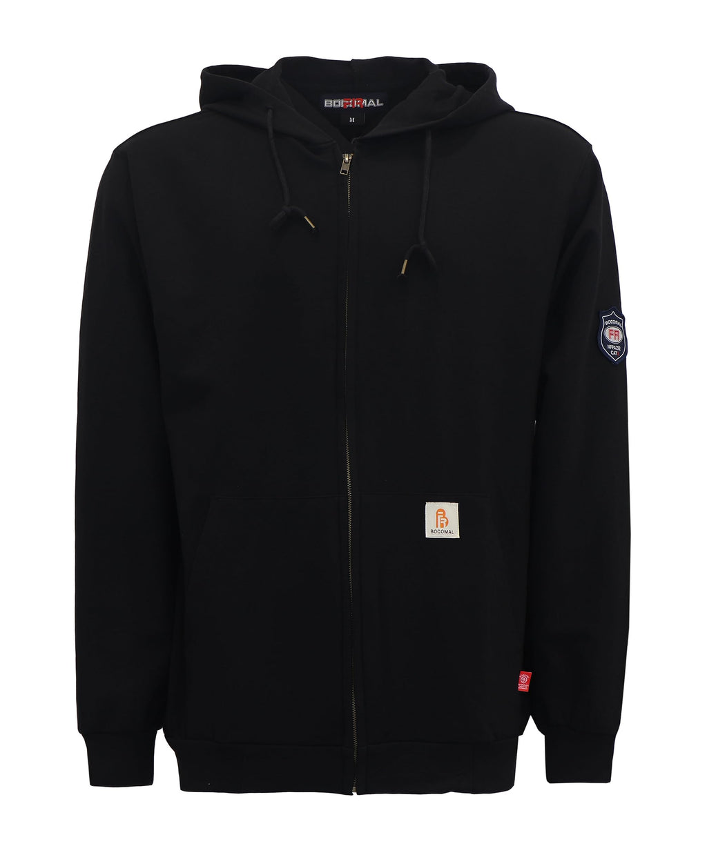 BOCOMAL FR Hoodies Zipper Front for Summer 7.5oz Lightweight Cotton Flame Resistant Sweatshirt（Non Fleece）