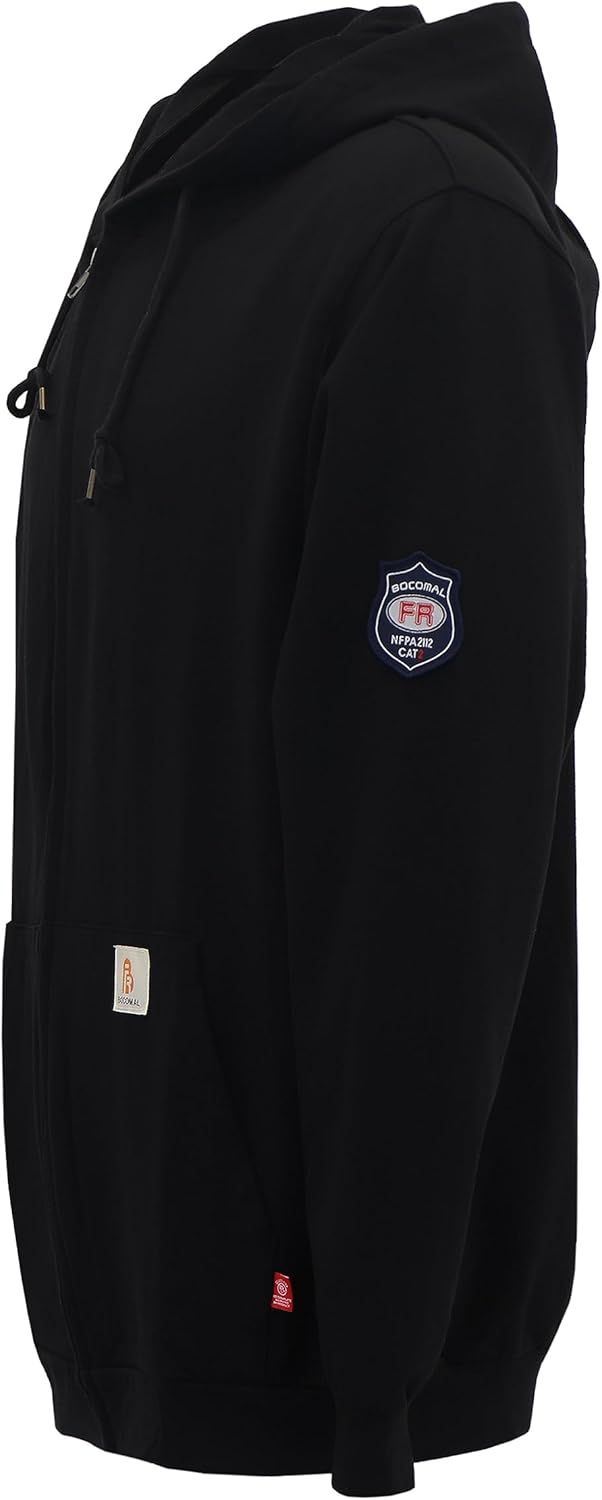 BOCOMAL FR Hoodies Zipper Front for Summer 7.5oz Lightweight Cotton Flame Resistant Sweatshirt（Non Fleece）