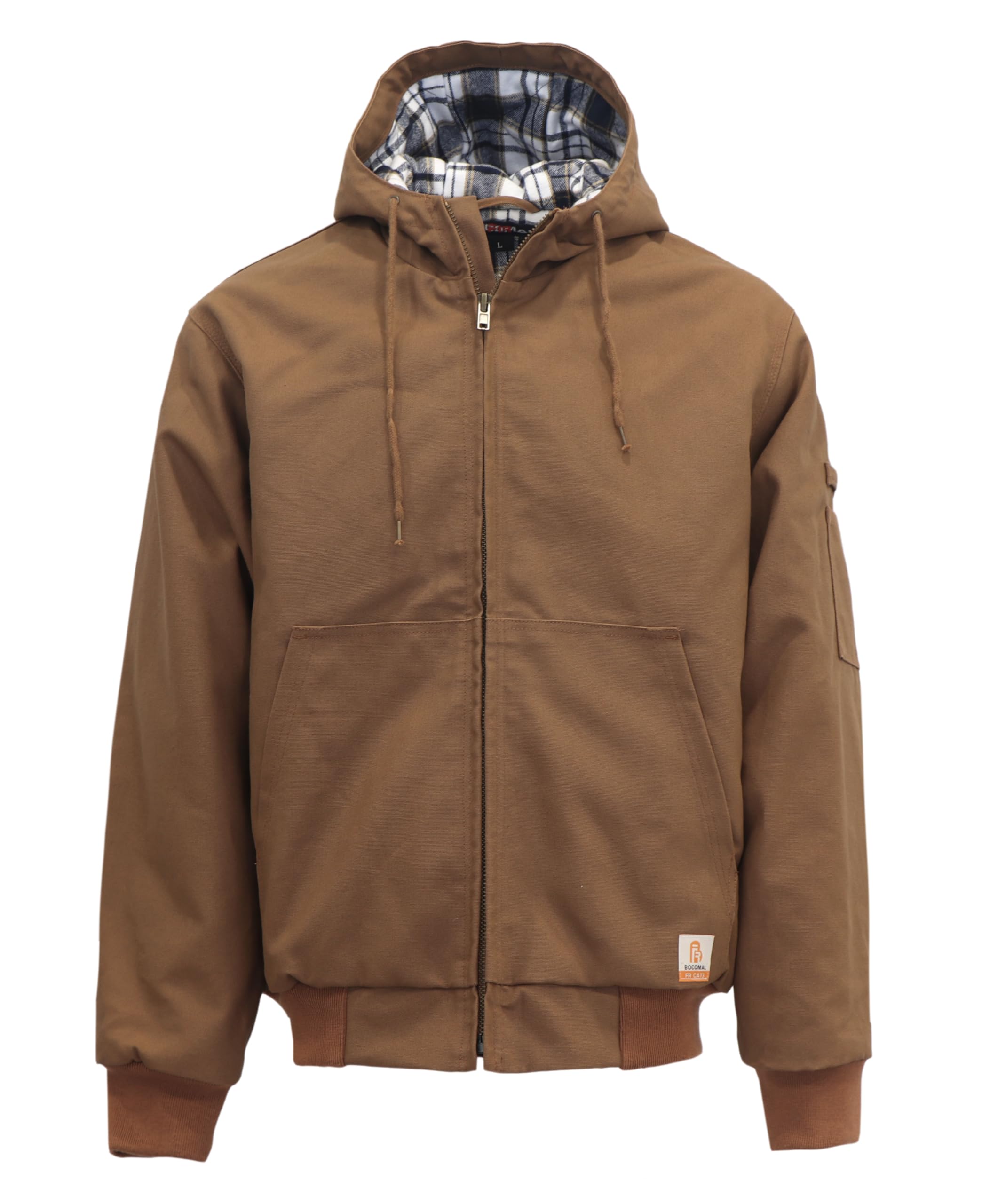 BOCOMAL FR Jacket Insulated Flame Resistant Duck Hooded Coat Outwear&Vest Light Water Repellent and Oil Resistant.