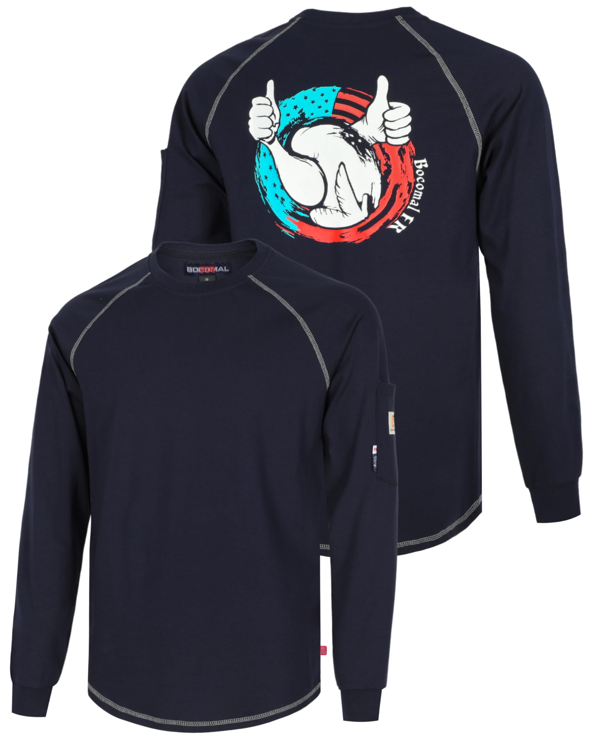 BOCOMAL FR Shirts Heather Series 6oz Flame Resistant T Shirt NFPA2112 CAT2 Fire Retardant Crew Work Shirt