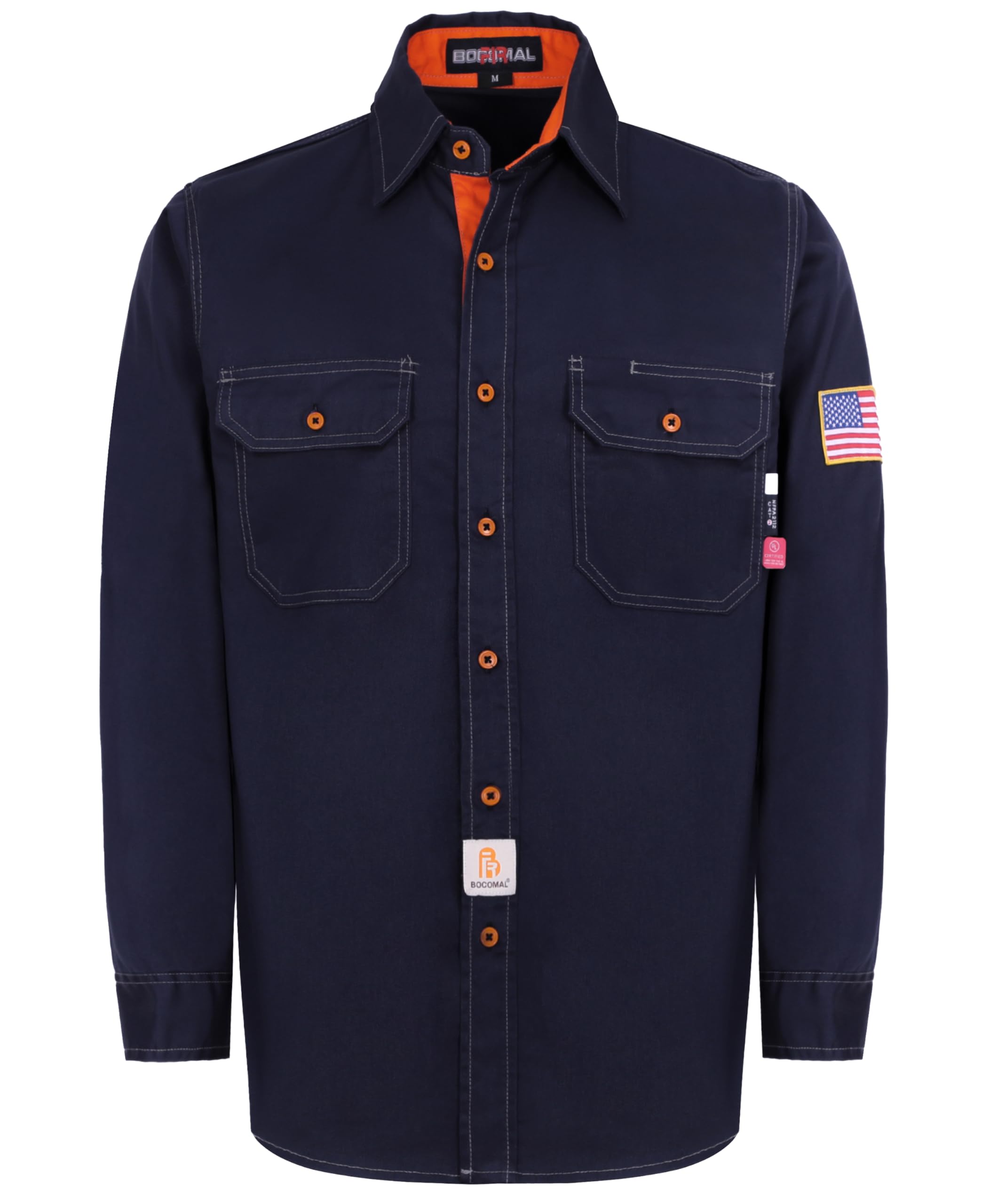 BOCOMAL FR Shirts for Men Flame Resistant Light Weight NFPA2112 Fire Retardant Welding Shirt Water & Oil Repellent Finish