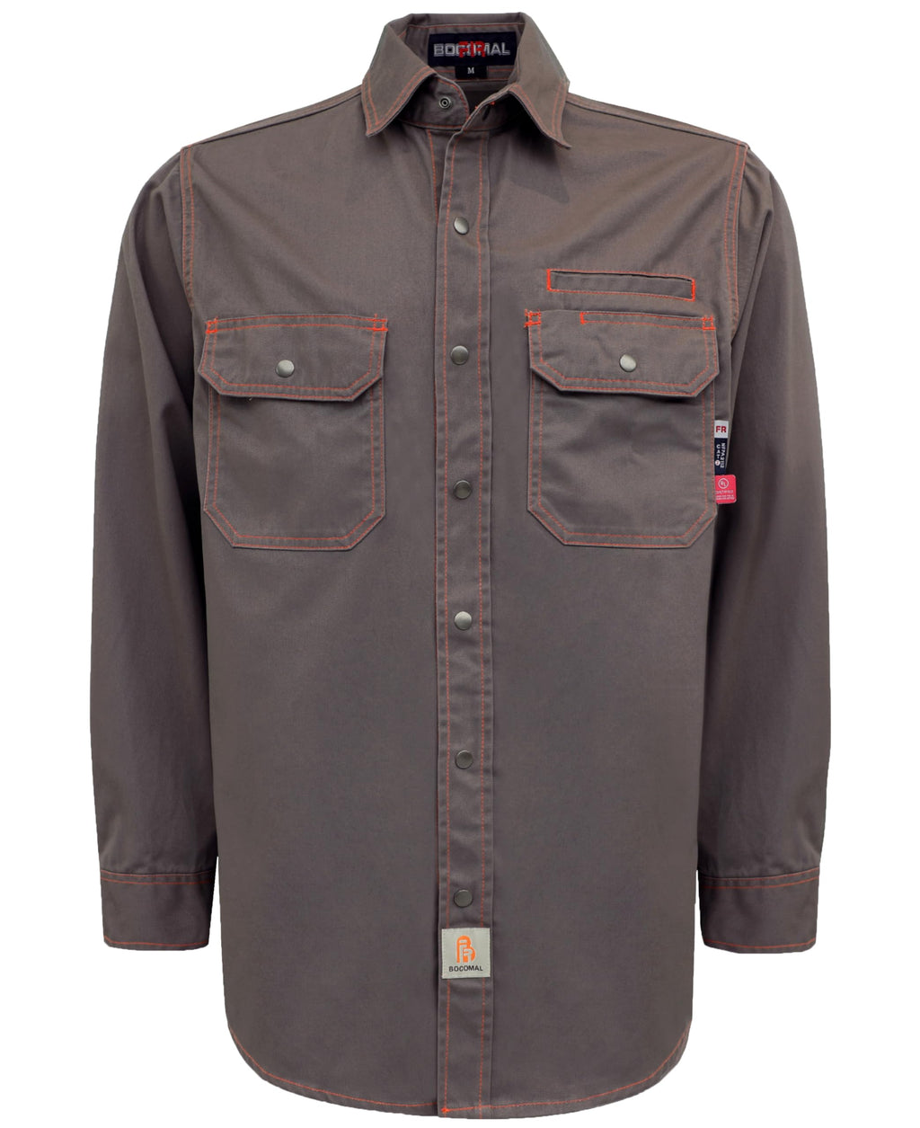 BOCOMAL FR Shirts for Men Snaps Down 7.5oz Water Repellent Fire Resistant Welding Jackets-NFPA2112 CAT2