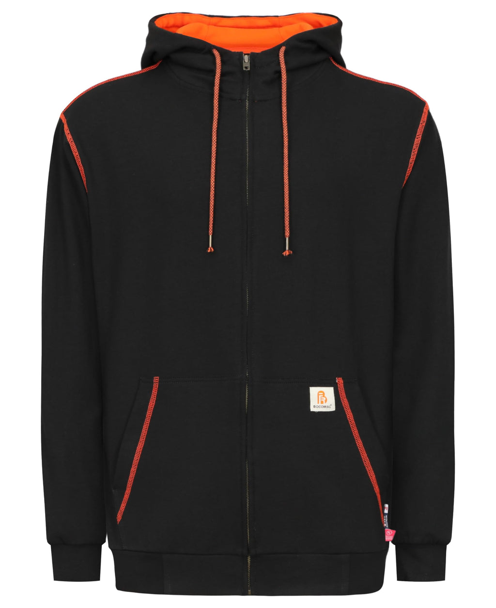 BOCOMAL FR Hoodies Zipper Front for Summer 7.5oz Lightweight Cotton Flame Resistant Sweatshirt（Non Fleece）