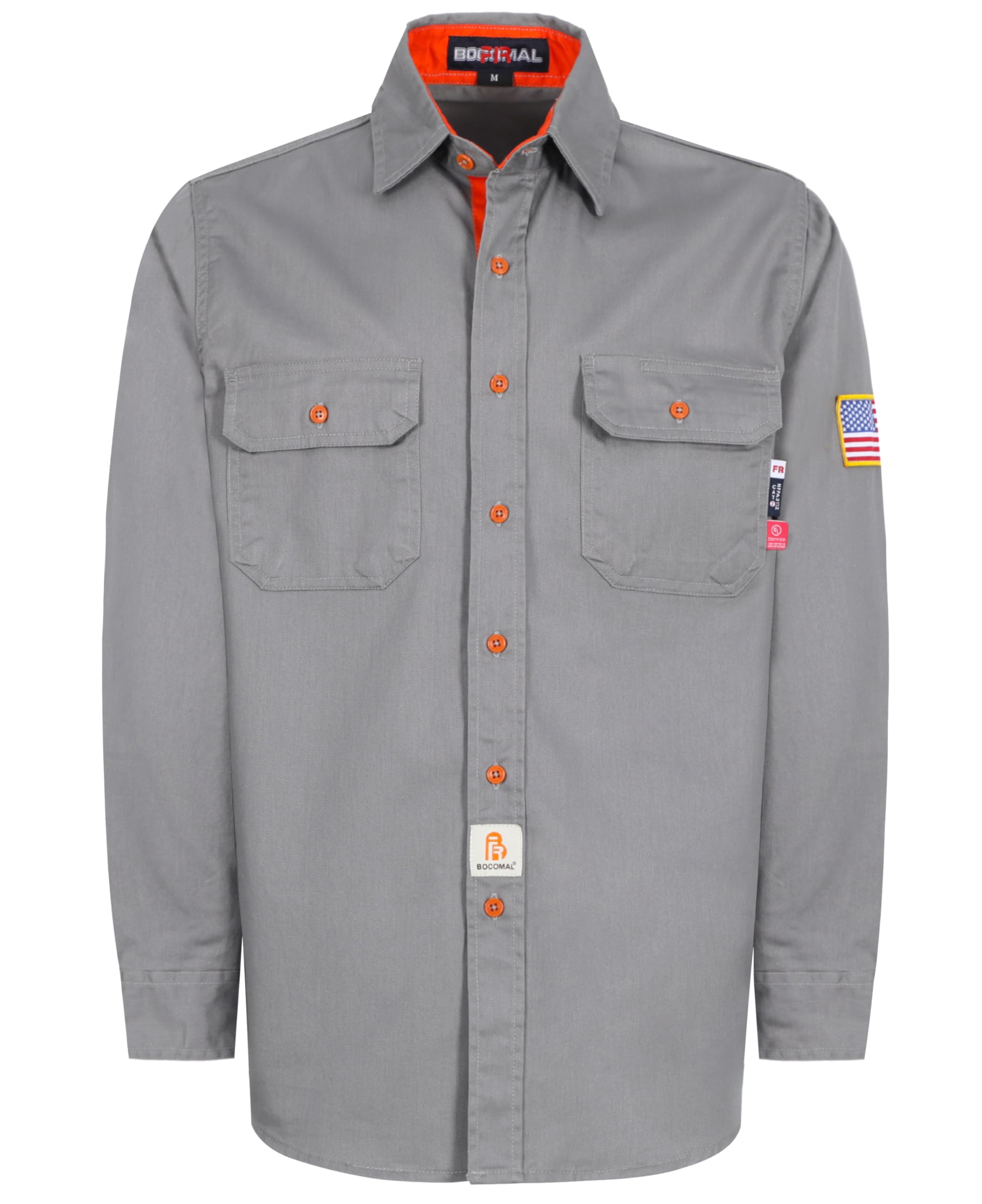 BOCOMAL FR Shirts for Men Flame Resistant Light Weight NFPA2112 Fire Retardant Welding Shirt Water & Oil Repellent Finish