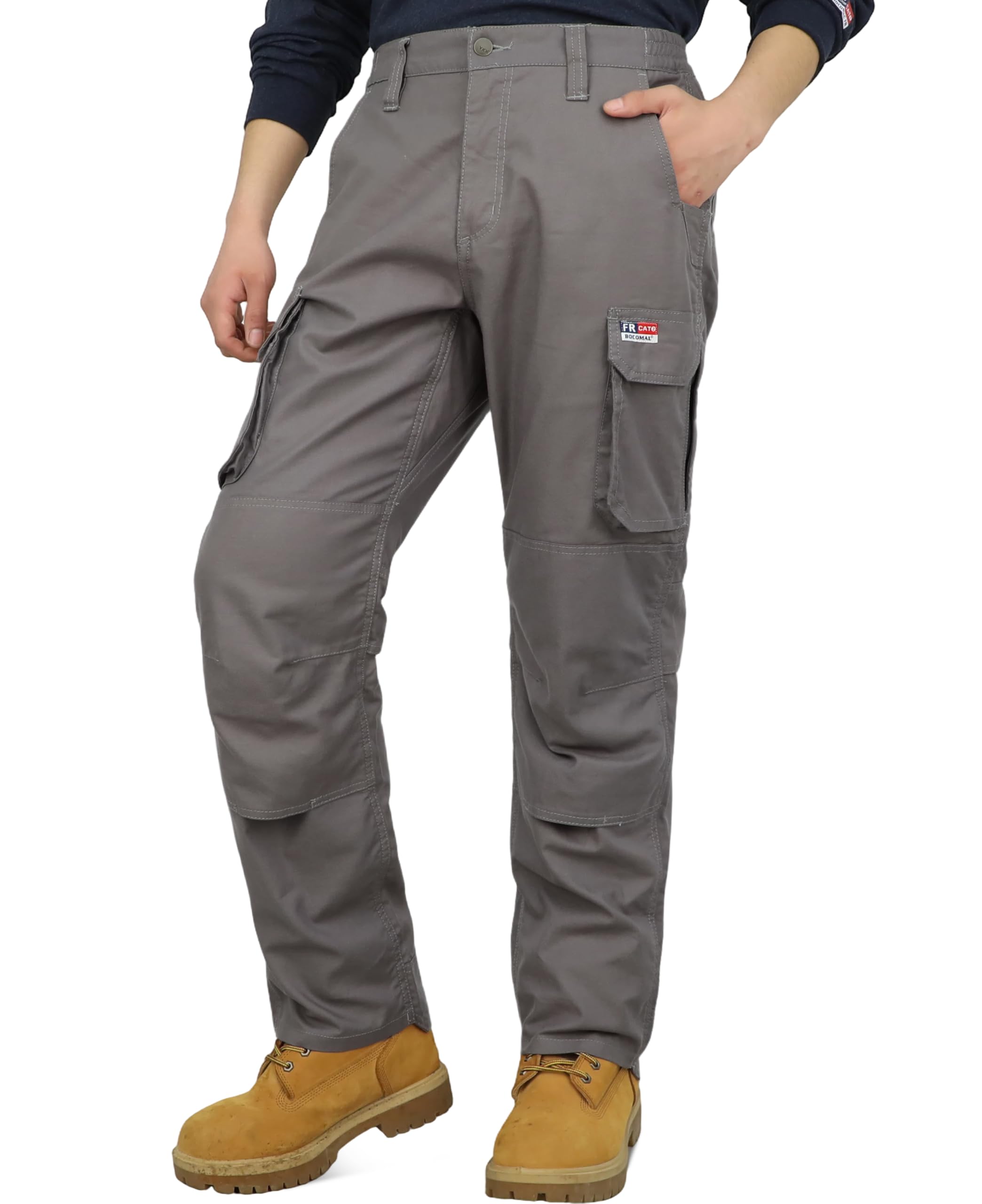 BOCOMAL Men's FR Cargo Pants for Summer Breathable Airflow Vented Design Lightweight Dura Duck Fire Resistant Workwear