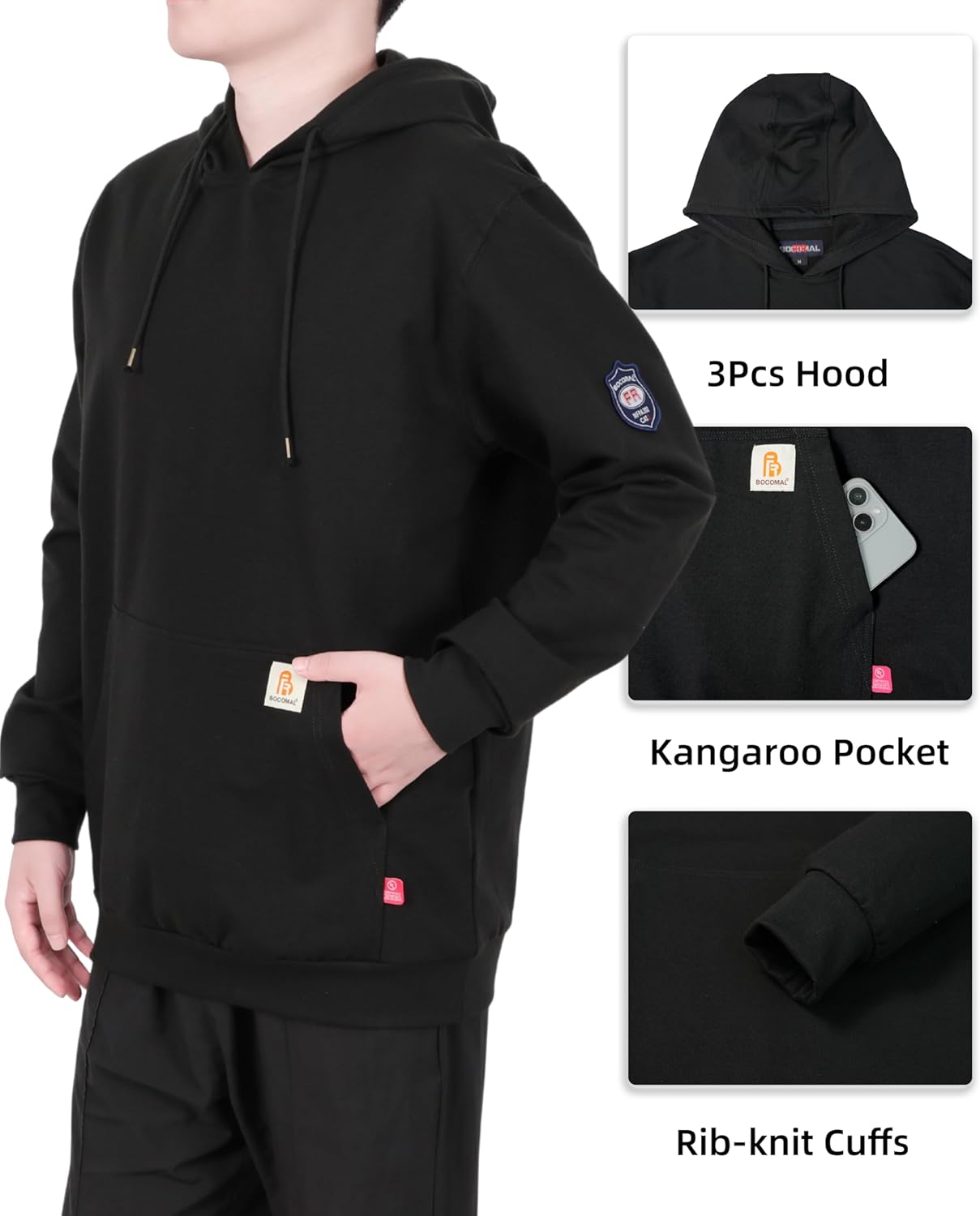 BOCOMAL FR Hoodie Pullover Idea for Summer 7.5oz Lightweight Cotton Flame Resistant Sweatshirt (Non Fleece)