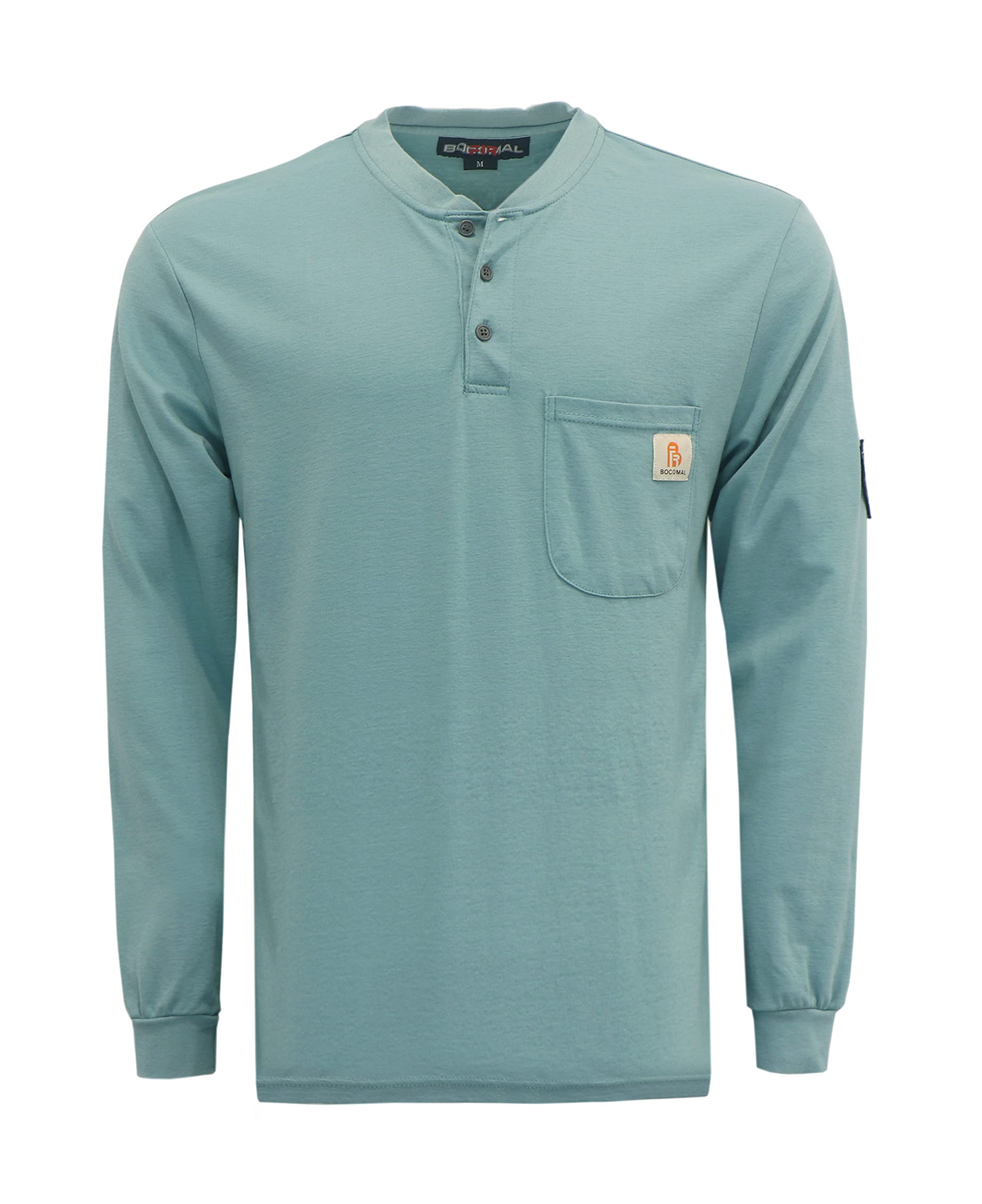 BOCOMAL FR Shirts Flame Resistant Shirt 5.5oz 100% Cotton Light Weight CAT2 Fire Retardant Henley Shirts