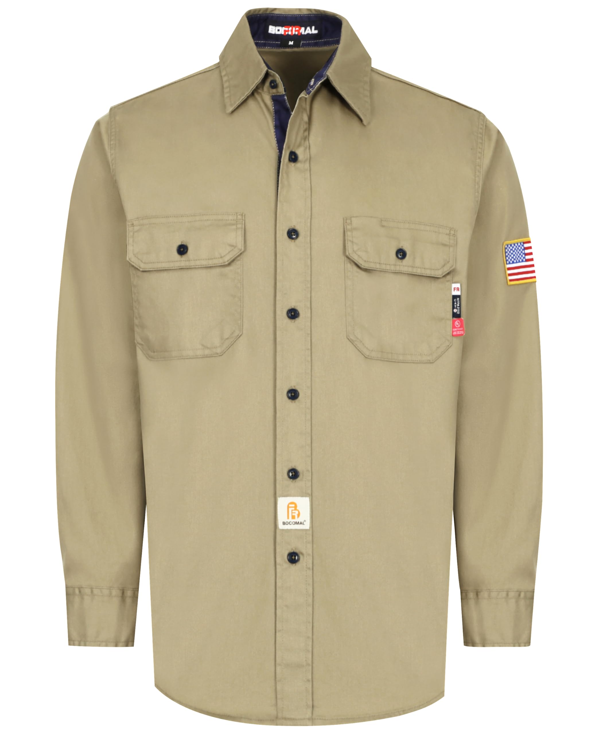 BOCOMAL FR Shirts for Men Flame Resistant Light Weight NFPA2112 Fire Retardant Welding Shirt Water & Oil Repellent Finish