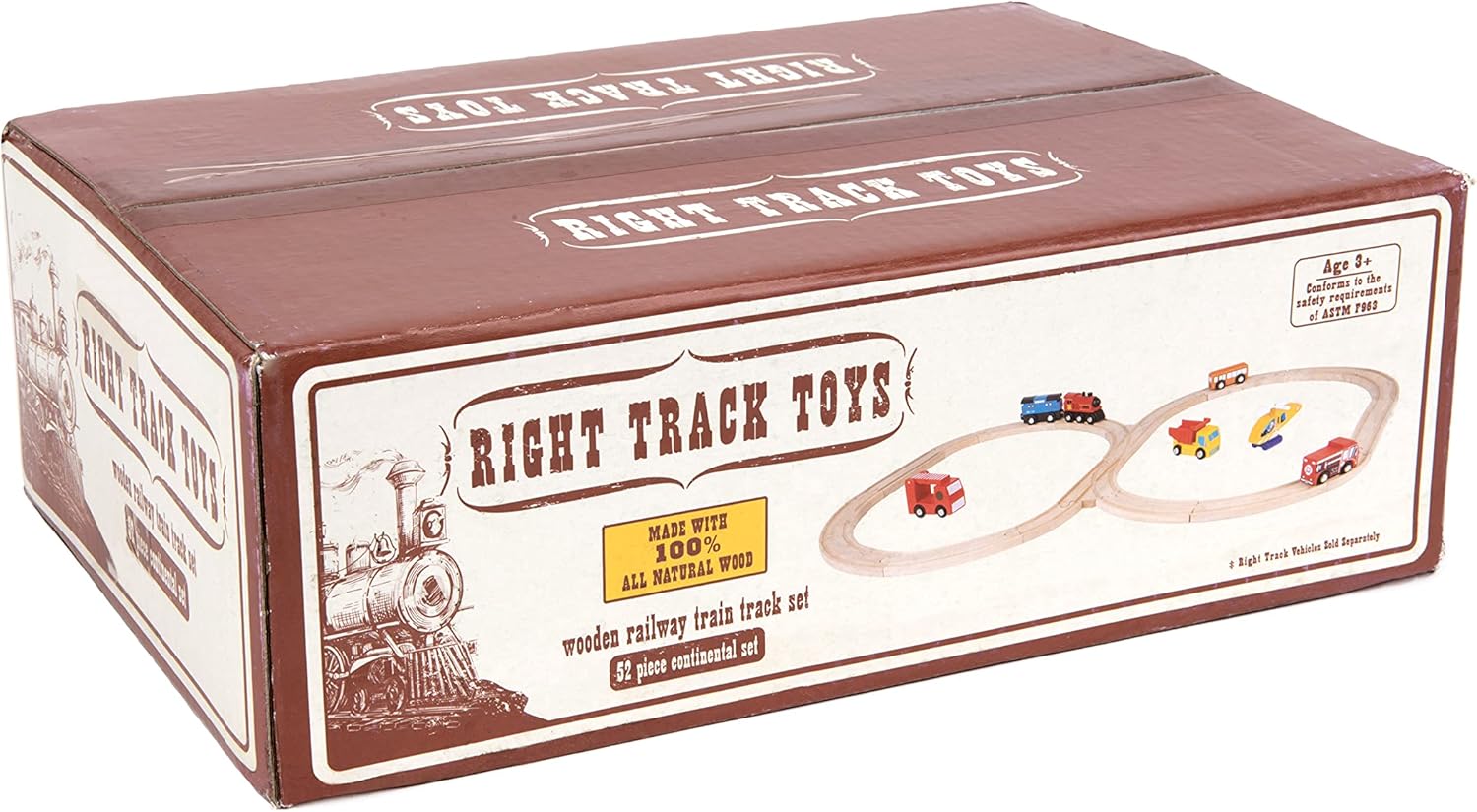 Wooden Train Track 52 Piece Set-18 Feet Of Track Expansion - 5 Distinct Pieces - 100% Compatible with All Major Brands Including Thomas Wooden Railway System: Screen Free Christmas Gift For Toddlers