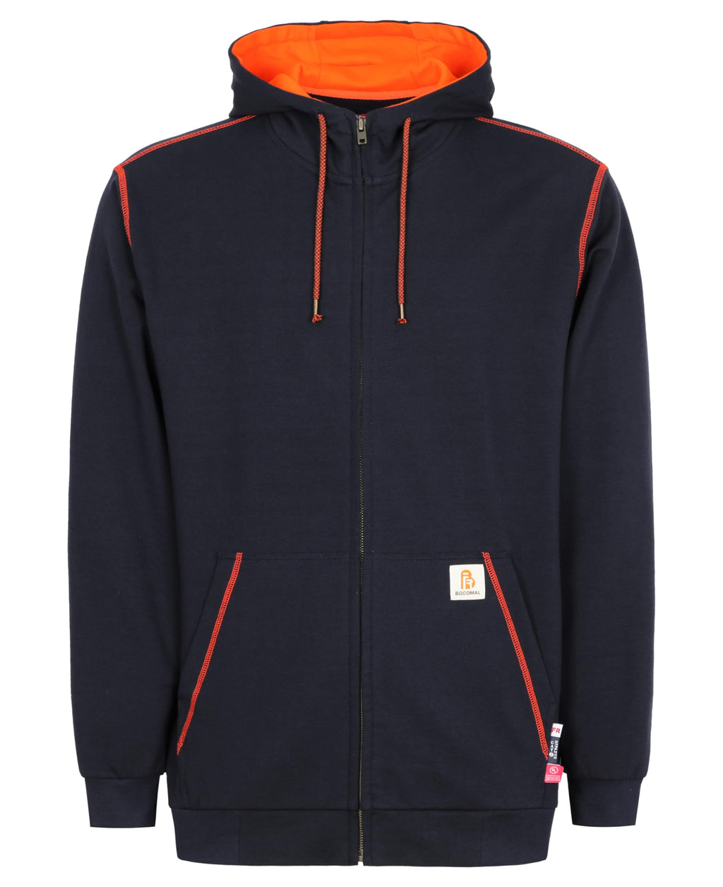 BOCOMAL FR Hoodies Zipper Front for Summer 7.5oz Lightweight Cotton Flame Resistant Sweatshirt（Non Fleece）