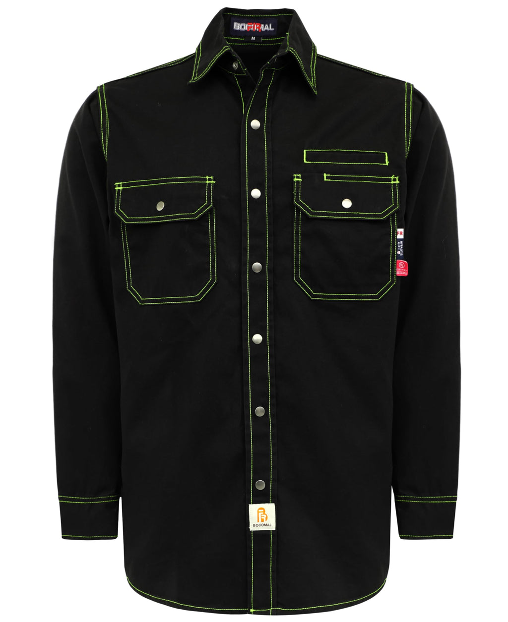 BOCOMAL FR Shirts for Men Snaps Down 7.5oz Water Repellent Fire Resistant Welding Jackets-NFPA2112 CAT2