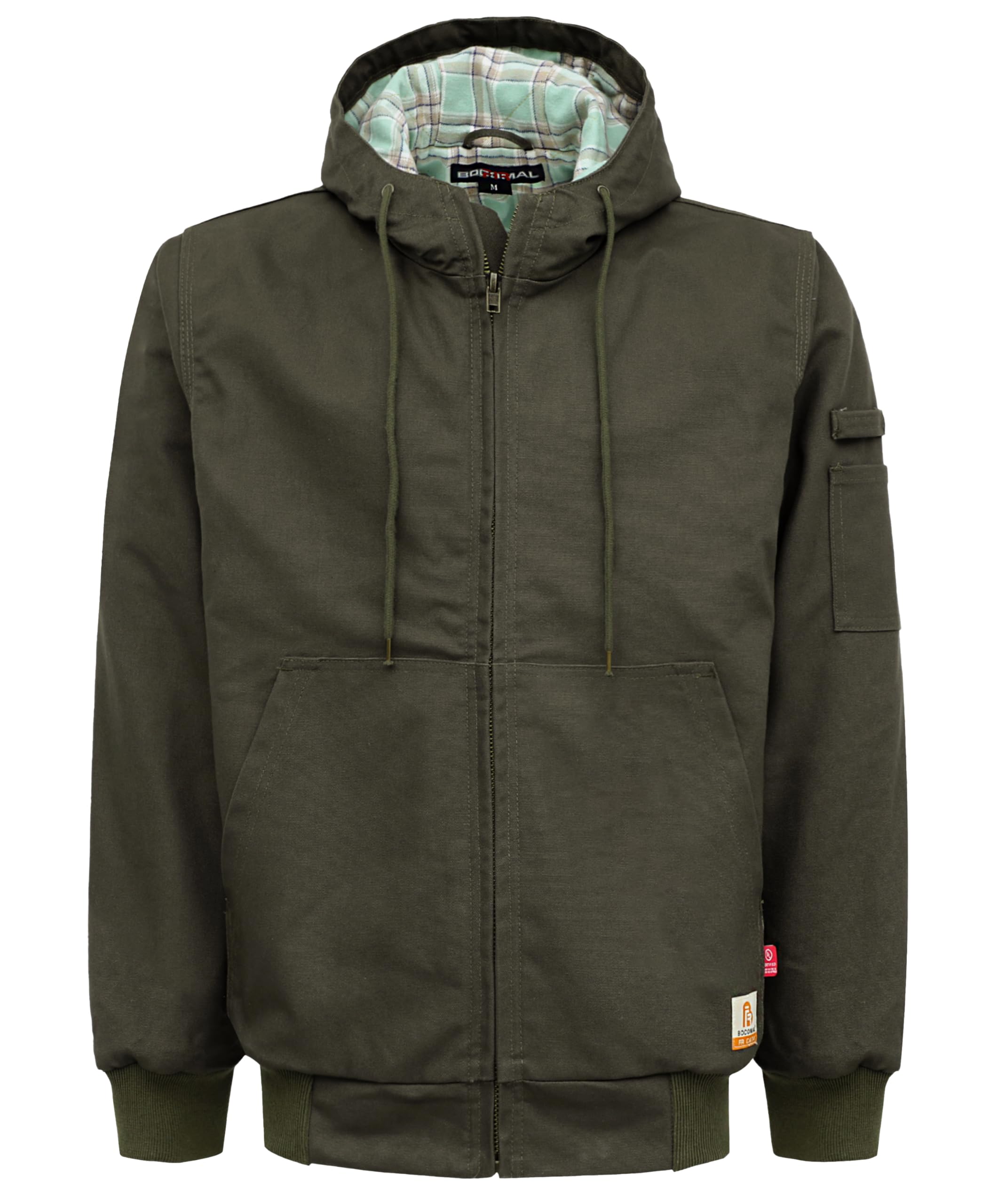 BOCOMAL FR Jacket Insulated Flame Resistant Duck Hooded Coat Outwear&Vest Light Water Repellent and Oil Resistant.