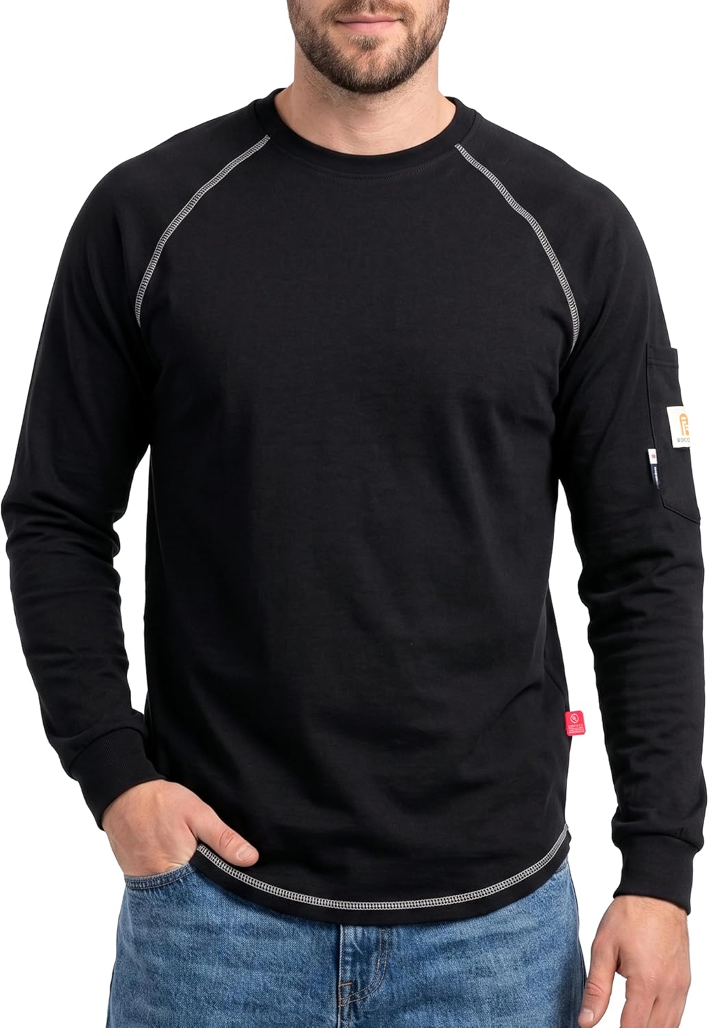 BOCOMAL FR Shirts Heather Series 6oz Flame Resistant T Shirt NFPA2112 CAT2 Fire Retardant Crew Work Shirt