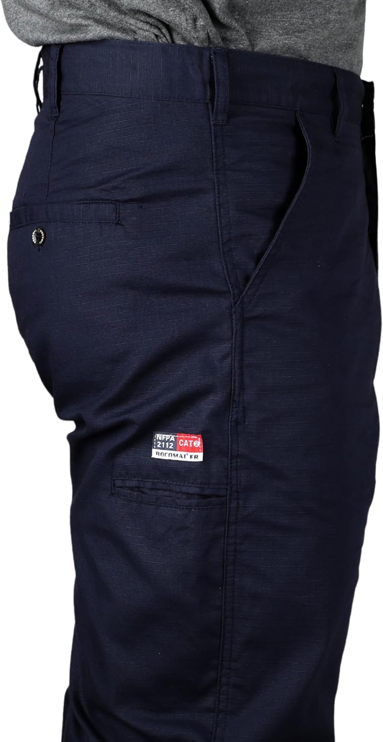 BOCOMAL FR Stretch Pants for Men Lightweight Ripstop Relaxed Casual Style Water Repellent Finish Flame Resistant Work Jeans