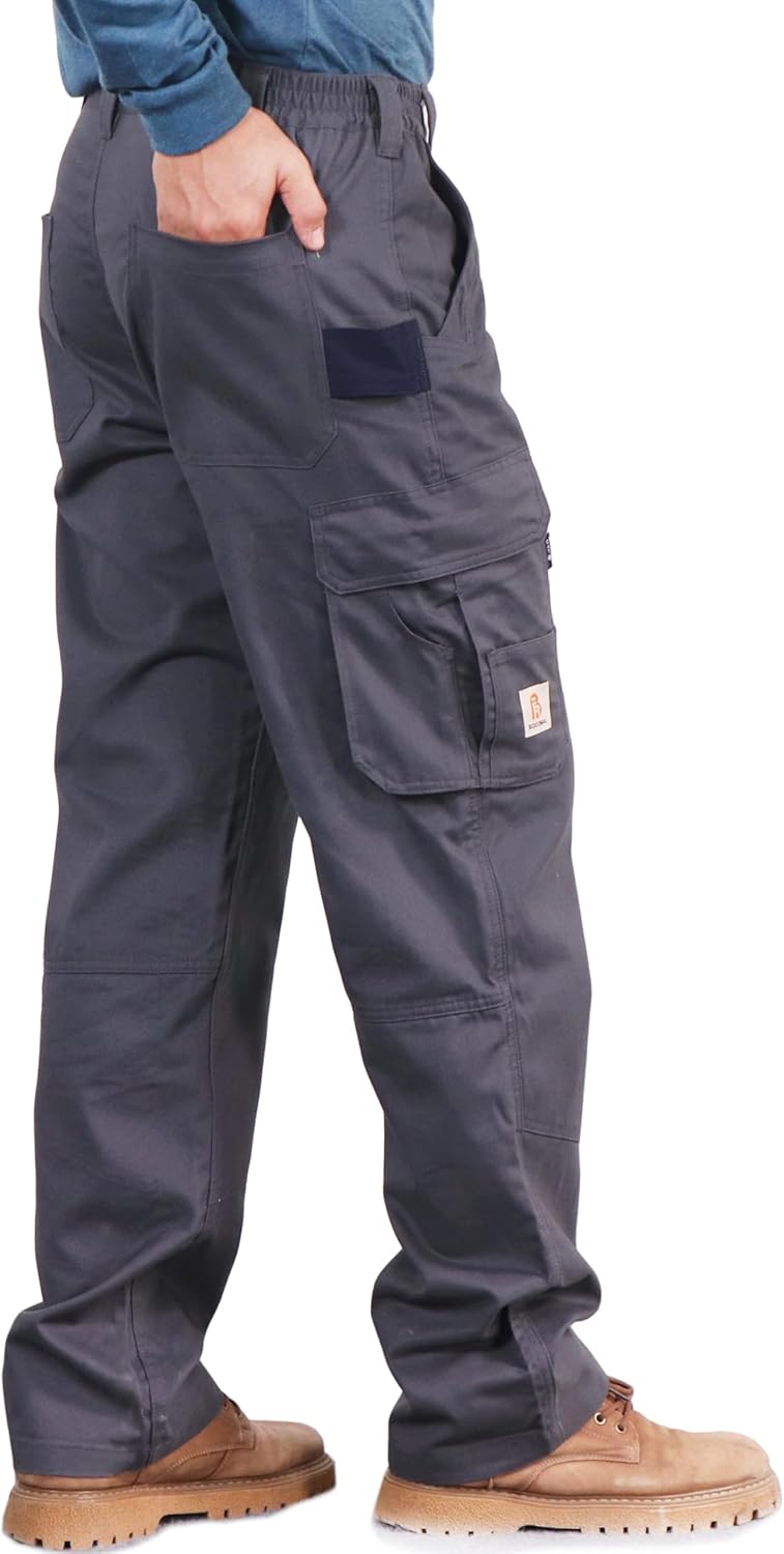 BOCOMAL FR Pants for Men Utility Cargo Pockets Flame Resistant/Fire Retardant Carpenter Water Oil Repellent Finish