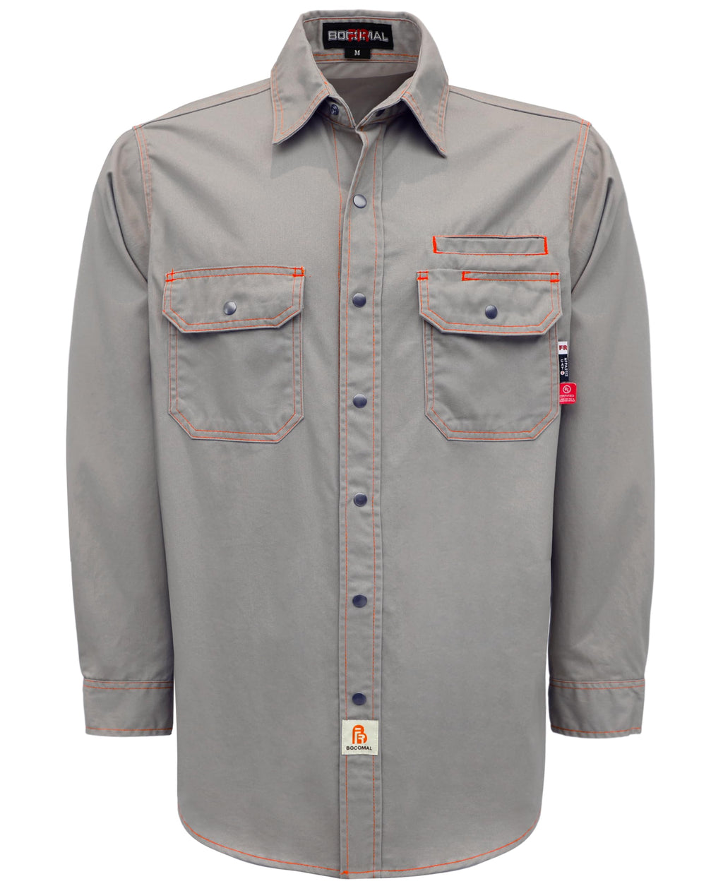 BOCOMAL FR Shirts for Men Snaps Down 7.5oz Water Repellent Fire Resistant Welding Jackets-NFPA2112 CAT2