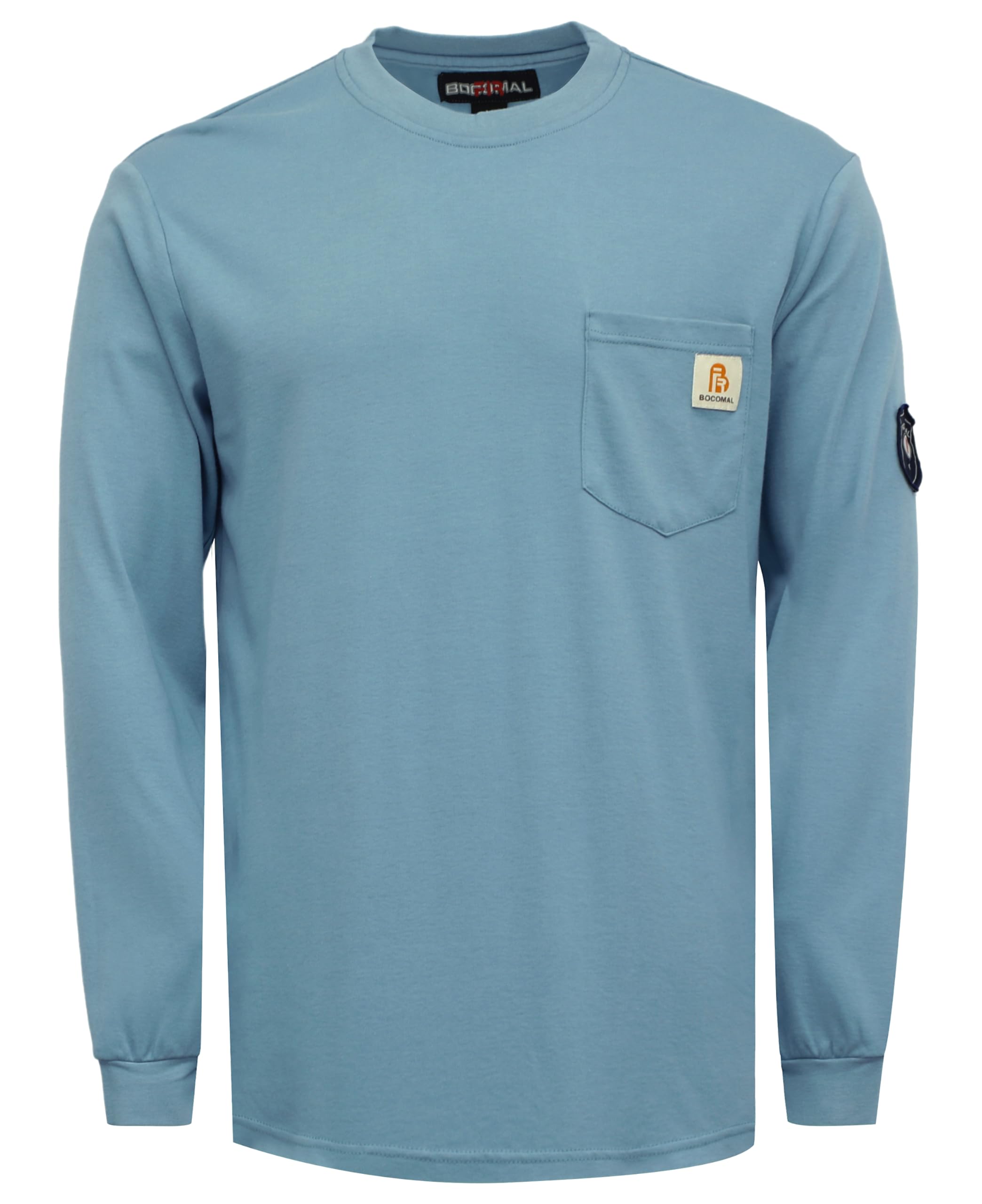 BOCOMAL FR Shirts Lightweight Classic Crew Long Sleeve Fire Resistant Shirt CAT2