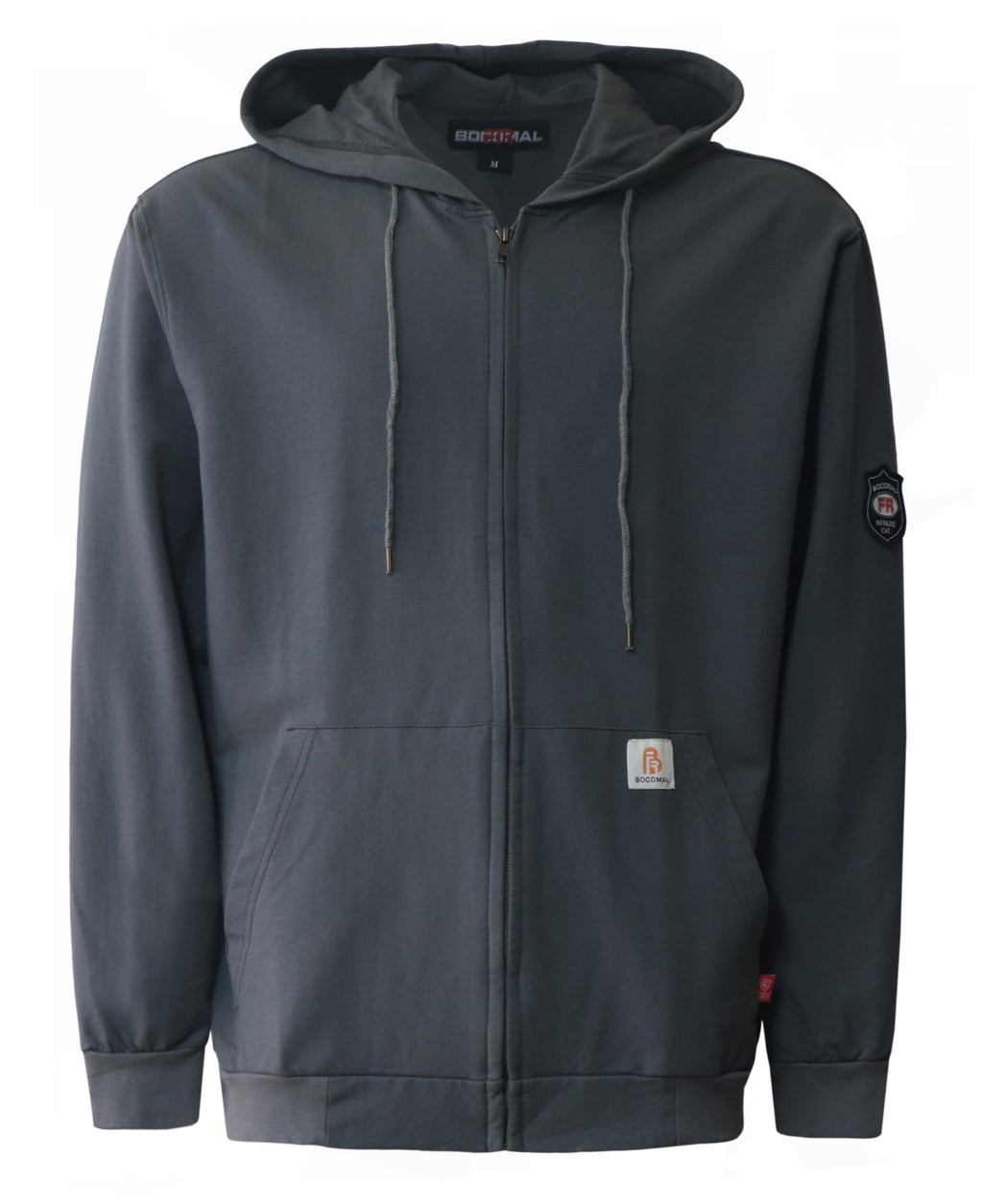 BOCOMAL FR Hoodies Zipper Front for Summer 7.5oz Lightweight Cotton Flame Resistant Sweatshirt（Non Fleece）