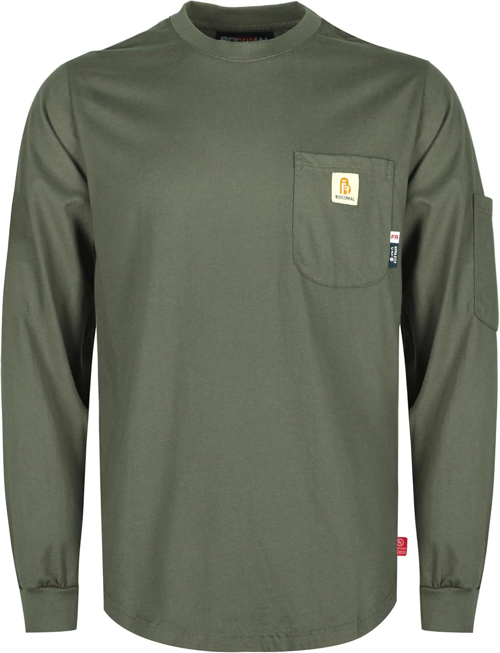 BOCOMAL FR Shirts for Men Melt Pocket Lightweight Crew T-Shirt NFPA2112/CAT2 Fire Resistant Work Shirt