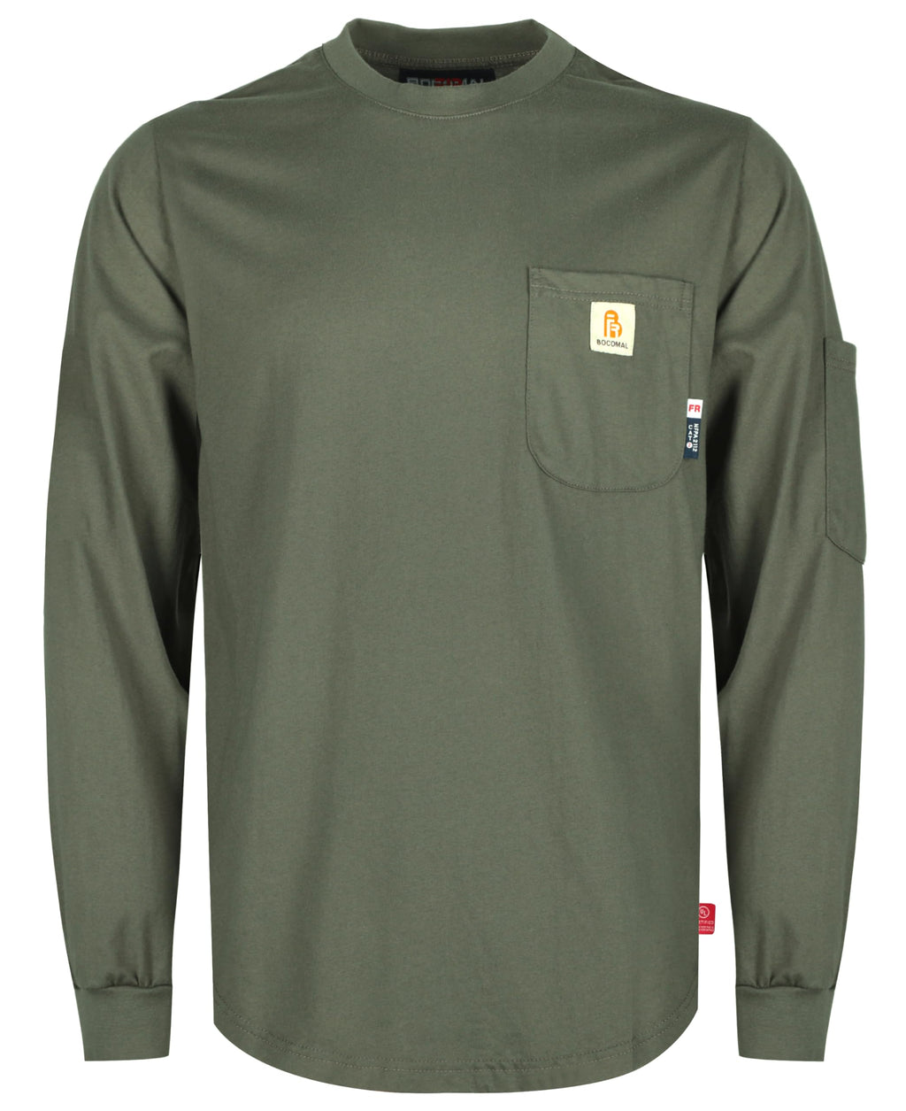 BOCOMAL FR Shirts for Men Melt Pocket Lightweight Crew T-Shirt NFPA2112/CAT2 Fire Resistant Work Shirt