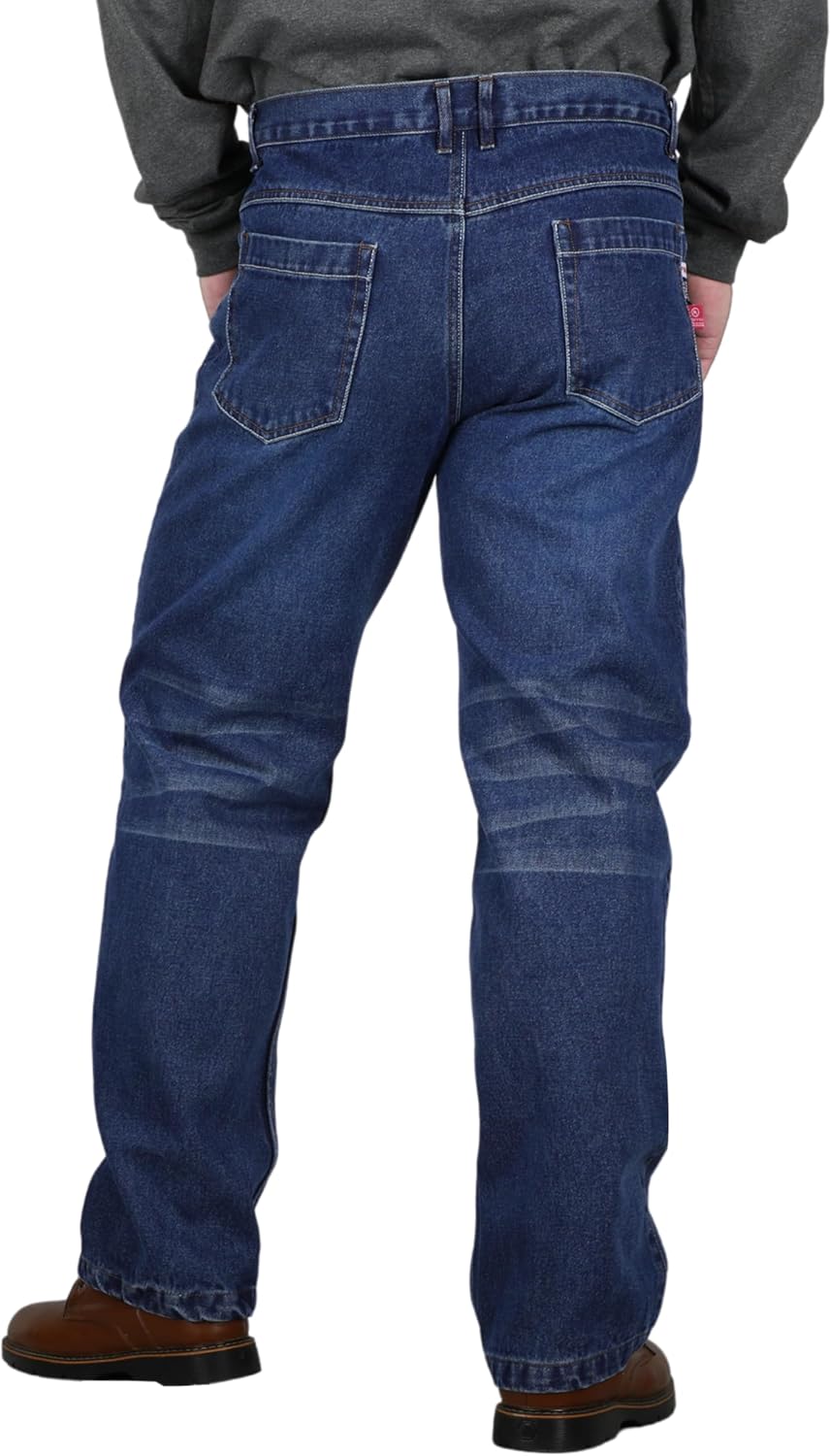 BOCOMAL FR Pants for Men Relax Fit Flame Resistant Jeans 14oz Heavy Duty Washed Work Jeans