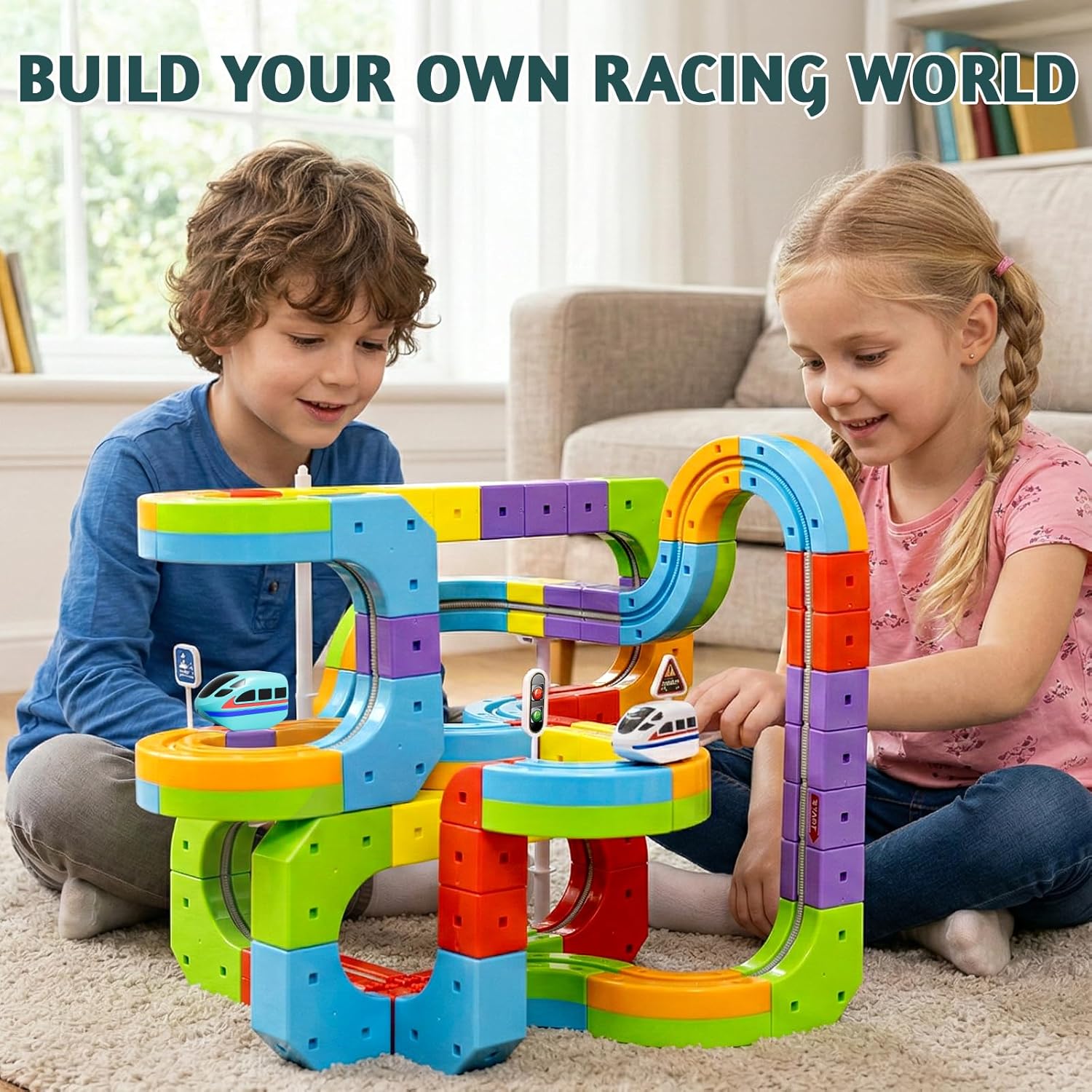 klick Rail Electric Train Set 3D Magic Flexible Race Track for Kids 3 4 5 6 7 8 Years Old, Race Car Track with Anti-Gravity, Educational STEM LearningToy for Boys Girls Birthday