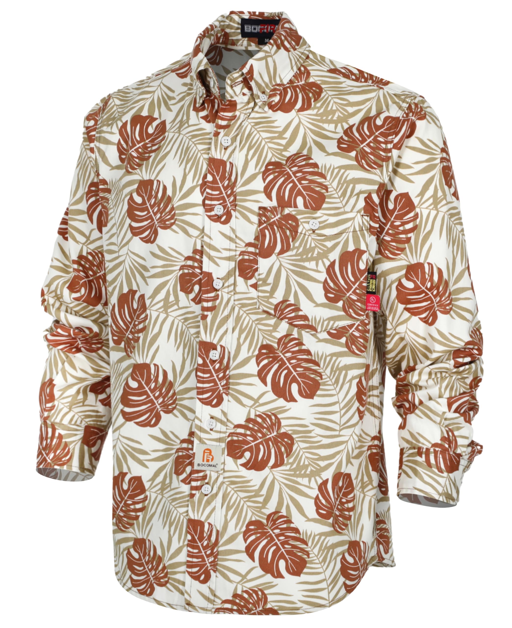 BOCOMAL FR Shirts Printed Paisley/Hawaii Lightweight Pearl Snaps/Button Down Flame Resistant NFPA2112 CAT2 Work Shirt