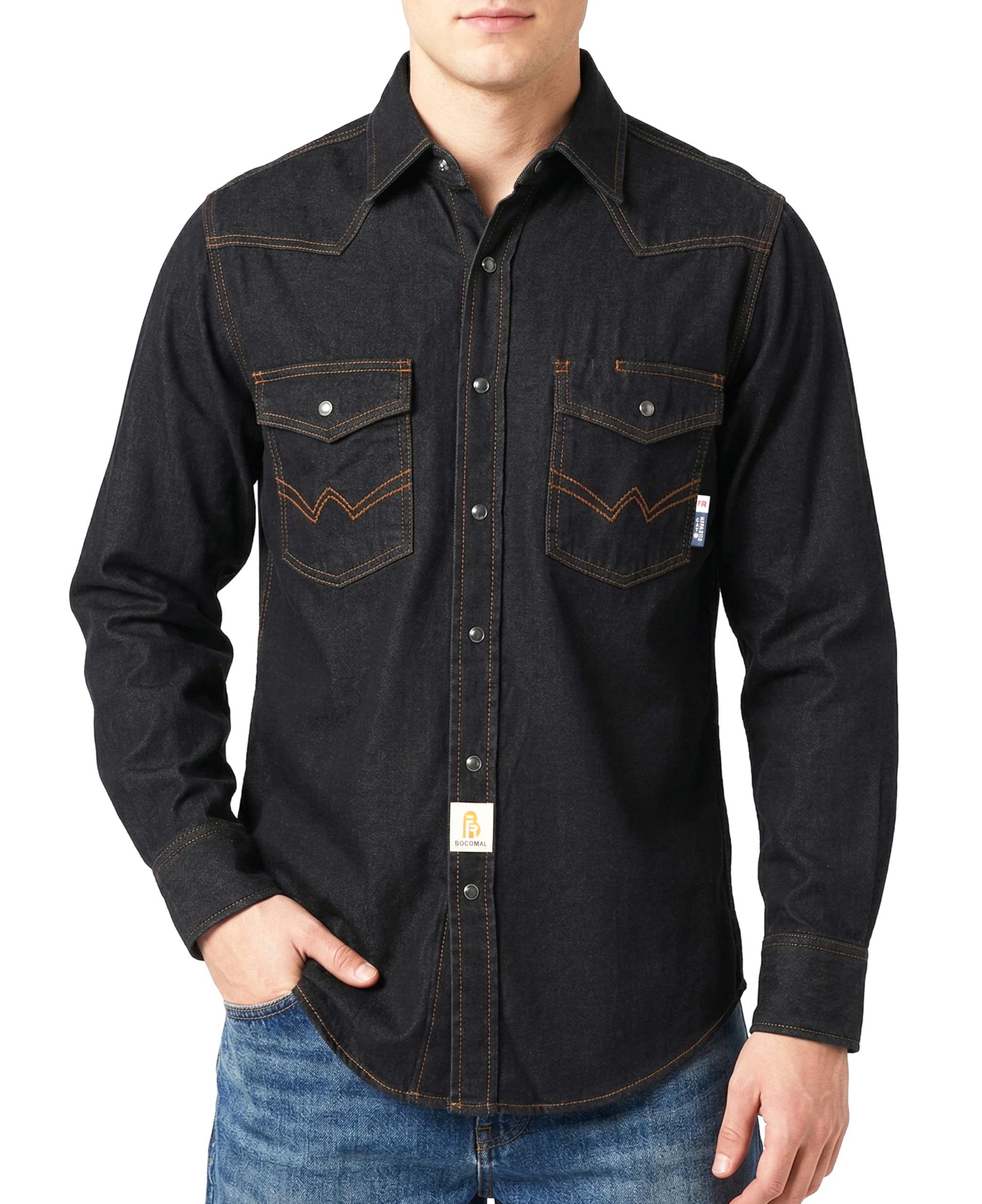 BOCOMAL FR Shirts 6.25oz Lightweight Welding Shirts Flame Resistant Men's Fire Retardant Shirt