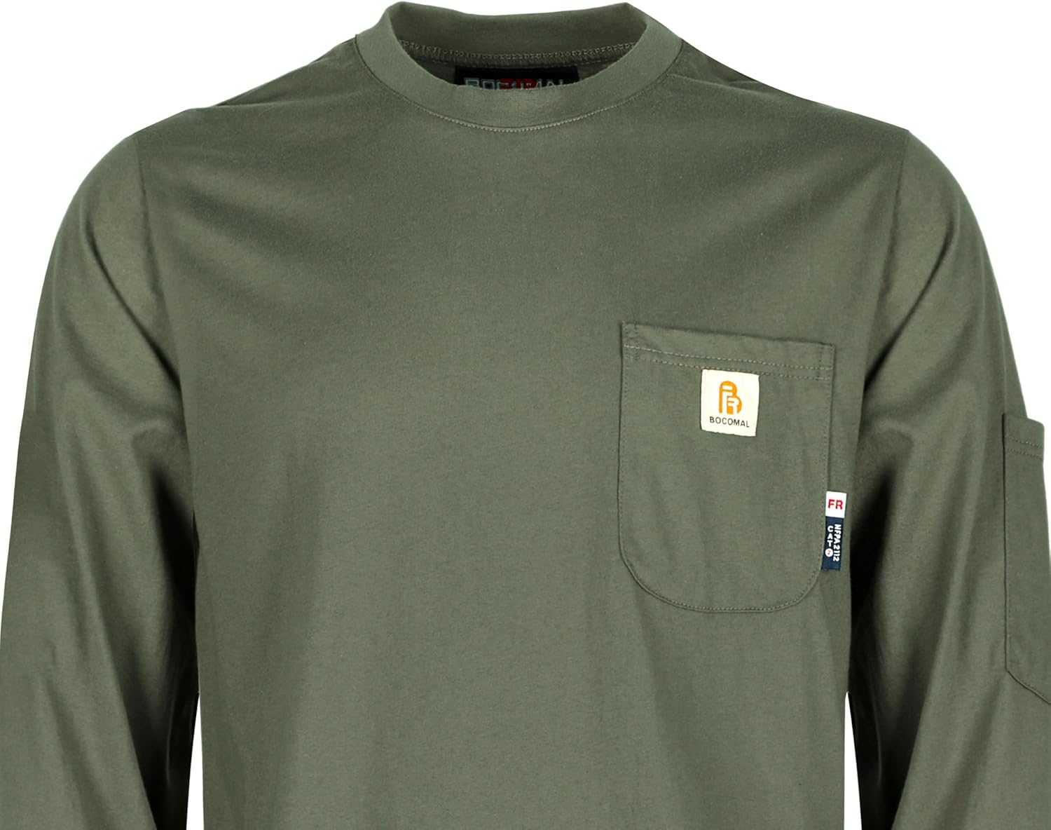 BOCOMAL FR Shirts for Men Melt Pocket Lightweight Crew T-Shirt NFPA2112/CAT2 Fire Resistant Work Shirt