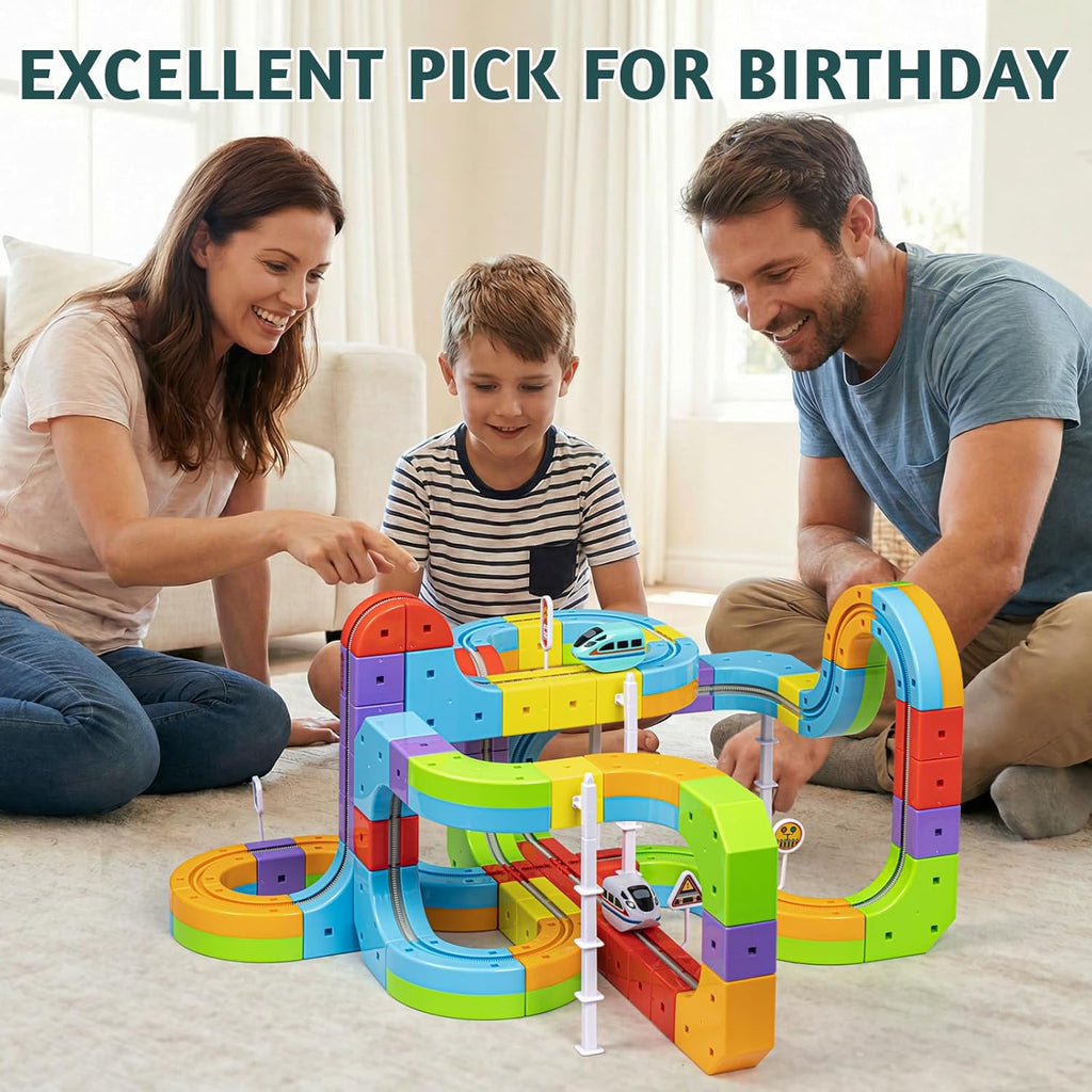 klick Rail Electric Train Set 3D Magic Flexible Race Track for Kids 3 4 5 6 7 8 Years Old, Race Car Track with Anti-Gravity, Educational STEM LearningToy for Boys Girls Birthday