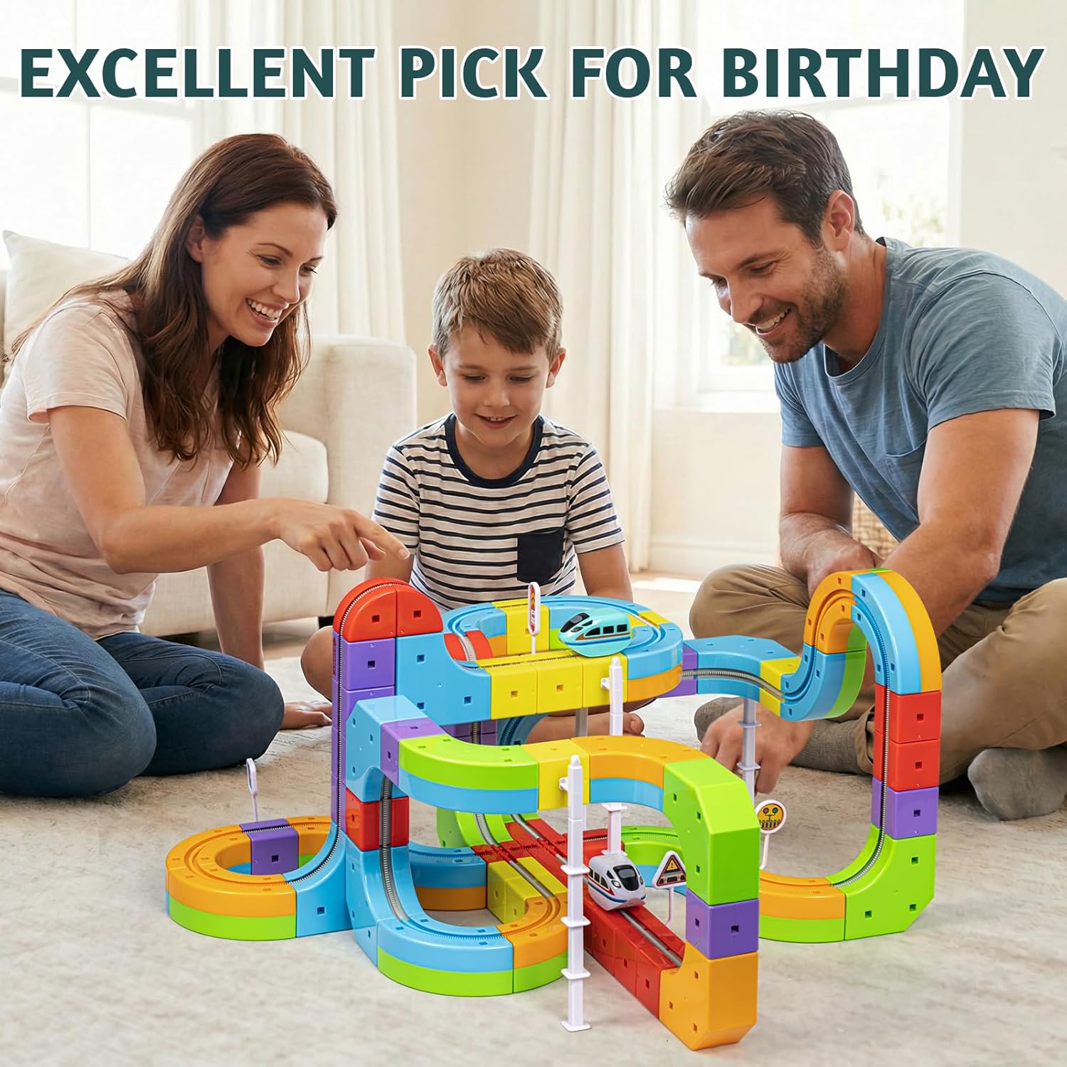 klick Rail Electric Train Set 3D Magic Flexible Race Track for Kids 3 4 5 6 7 8 Years Old, Race Car Track with Anti-Gravity, Educational STEM LearningToy for Boys Girls Birthday