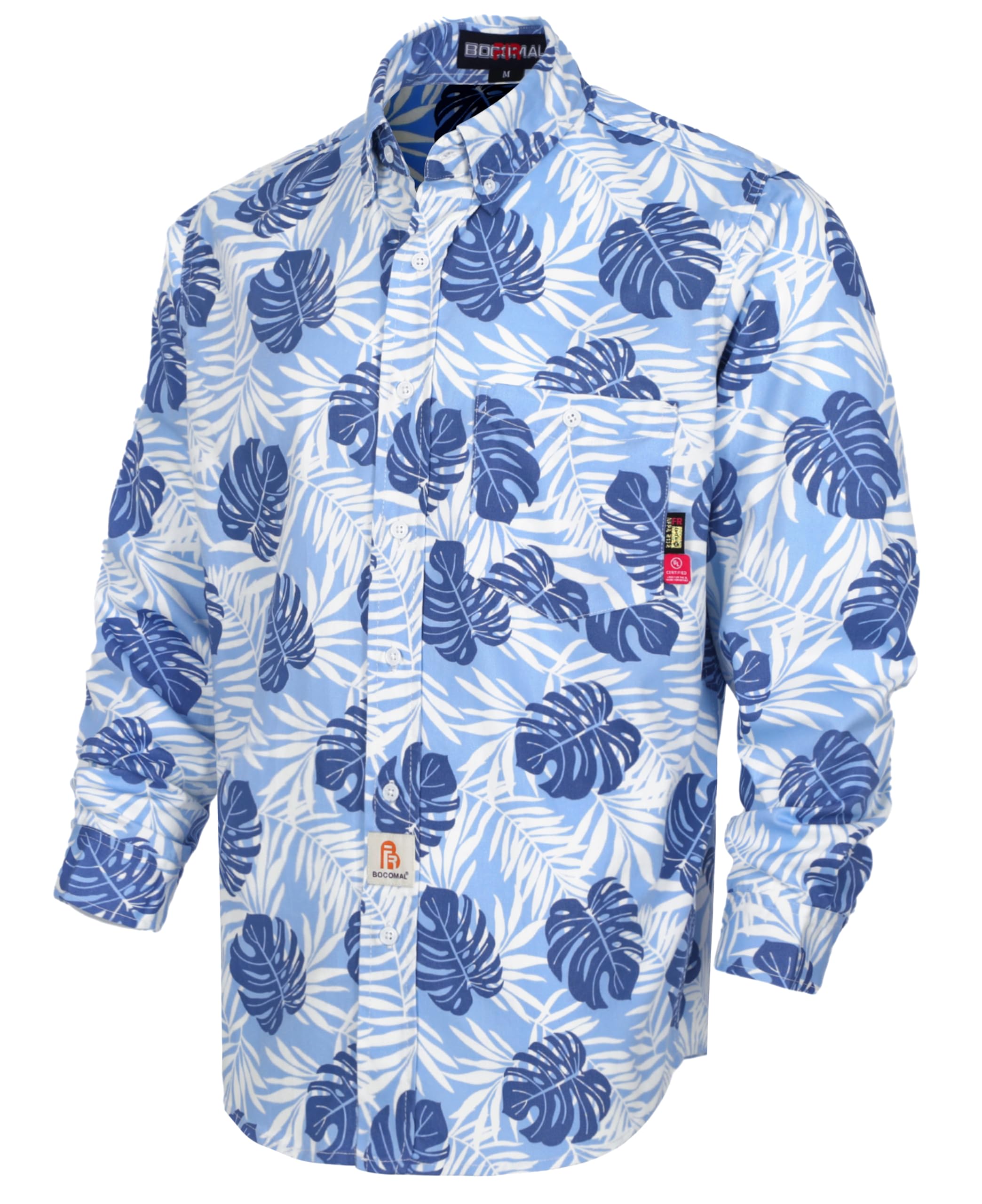 BOCOMAL FR Shirts Printed Paisley/Hawaii Lightweight Pearl Snaps/Button Down Flame Resistant NFPA2112 CAT2 Work Shirt