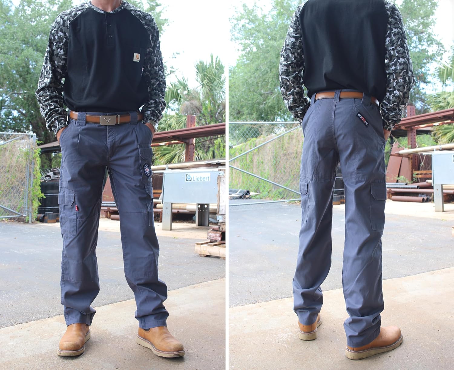 BOCOMAL Men's FR Cargo Pants Flame Resistant Pants Midweight 7.5oz (7 Pockets) Multi-Pockets FR Pants