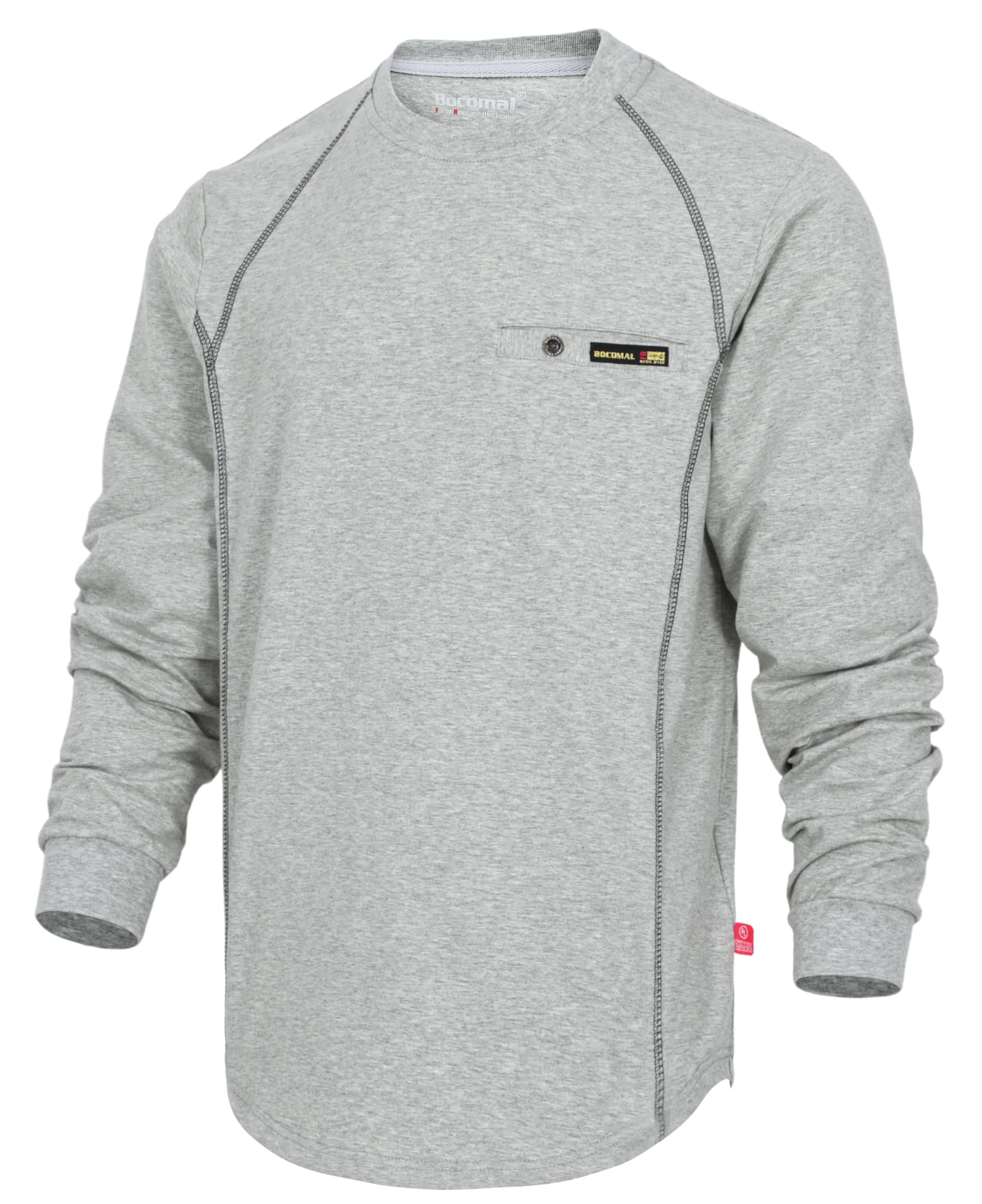 BOCOMAL FR Shirts for Men Melt Pocket Lightweight Crew T-Shirt NFPA2112/CAT2 Fire Resistant Work Shirt