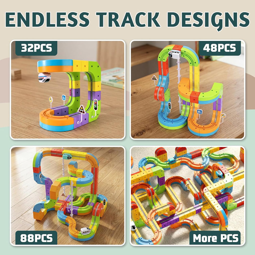 klick Rail Electric Train Set 3D Magic Flexible Race Track for Kids 3 4 5 6 7 8 Years Old, Race Car Track with Anti-Gravity, Educational STEM LearningToy for Boys Girls Birthday