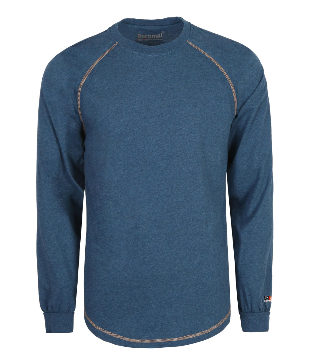 BOCOMAL FR Shirts for Summer 4oz EX Light Weight Flame Resistant Base Layer CAT1 Fire Retardant Crew Shirt