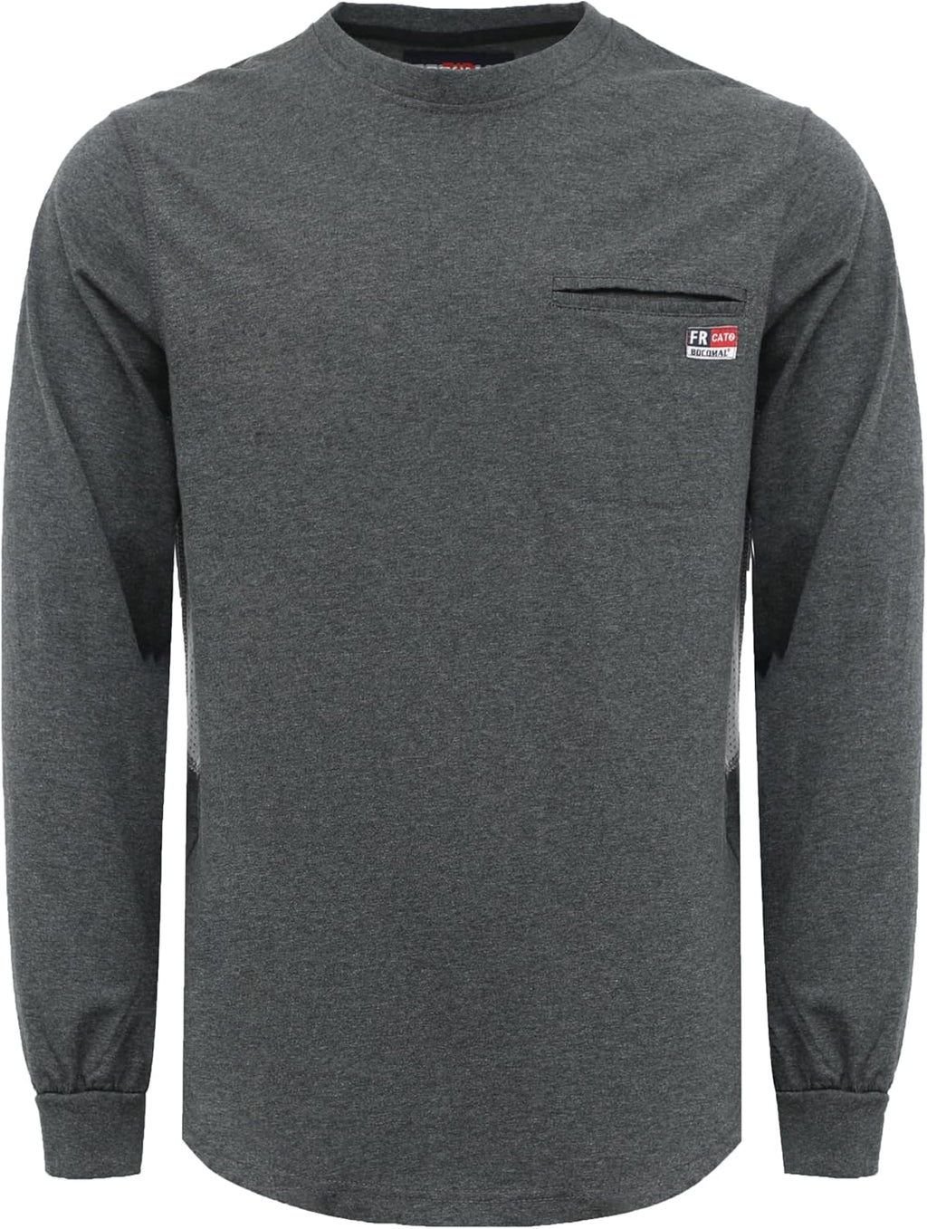 BOCOMAL FR Shirts for Summer Breathable Vented Design 6oz Heather Jersey Flame Resistant Long Sleeve Crew T Shirt
