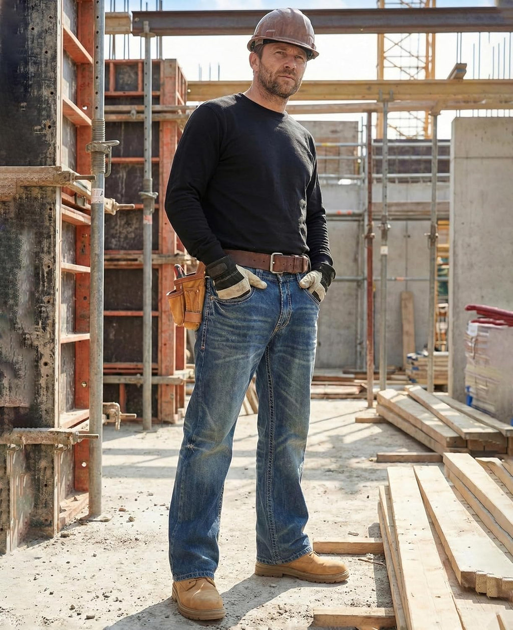 BOCOMAL Mens FR Jeans Relaxed Fit Boot Cut Retro Washed Flame Resistant Denim Work Pants NFPA2112 CAT2