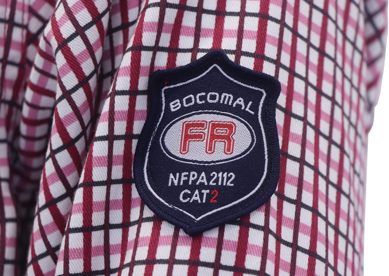 BOCOMAL FR Shirts Flame Resistant NFPA2112/CAT2 6.5oz Light Weight Printed Fire Retardant Plaid Shirt