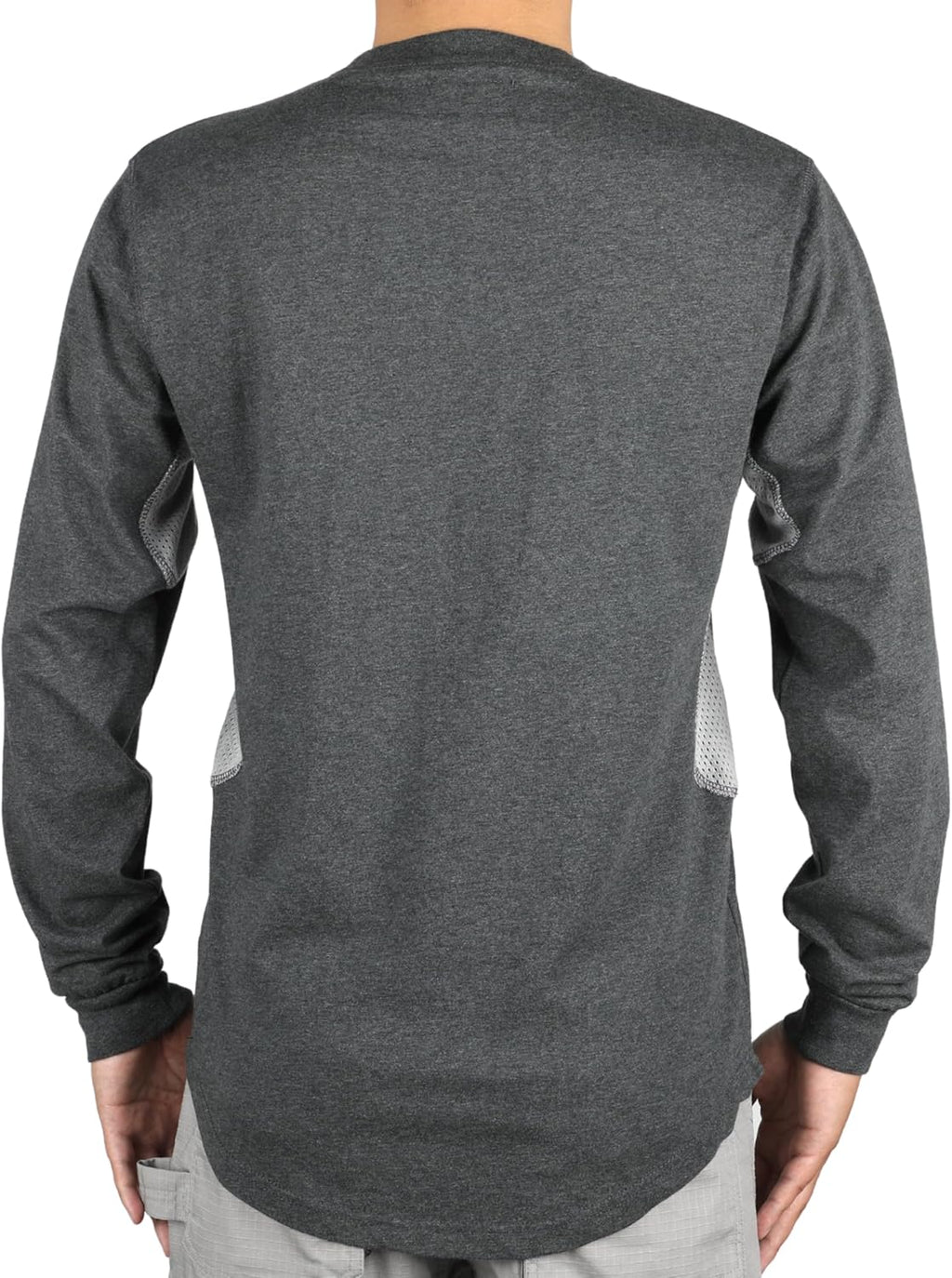 BOCOMAL FR Shirts for Summer Breathable Vented Design 6oz Heather Jersey Flame Resistant Long Sleeve Crew T Shirt