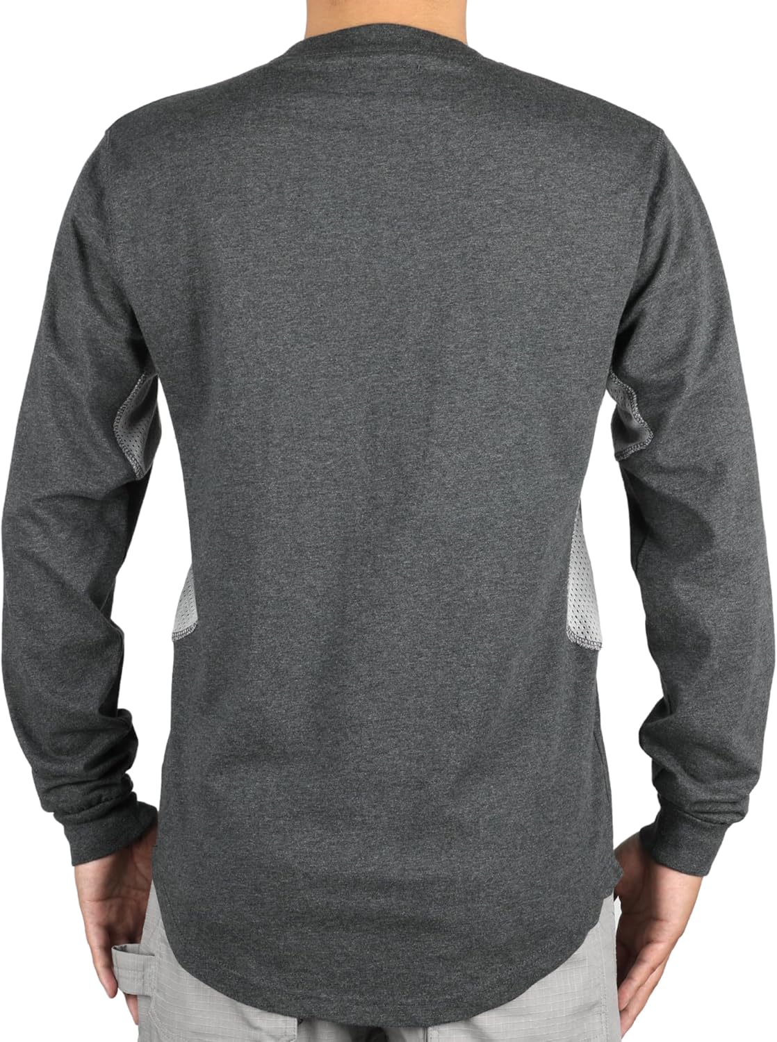 BOCOMAL FR Shirts for Summer Breathable Vented Design 6oz Heather Jersey Flame Resistant Long Sleeve Crew T Shirt