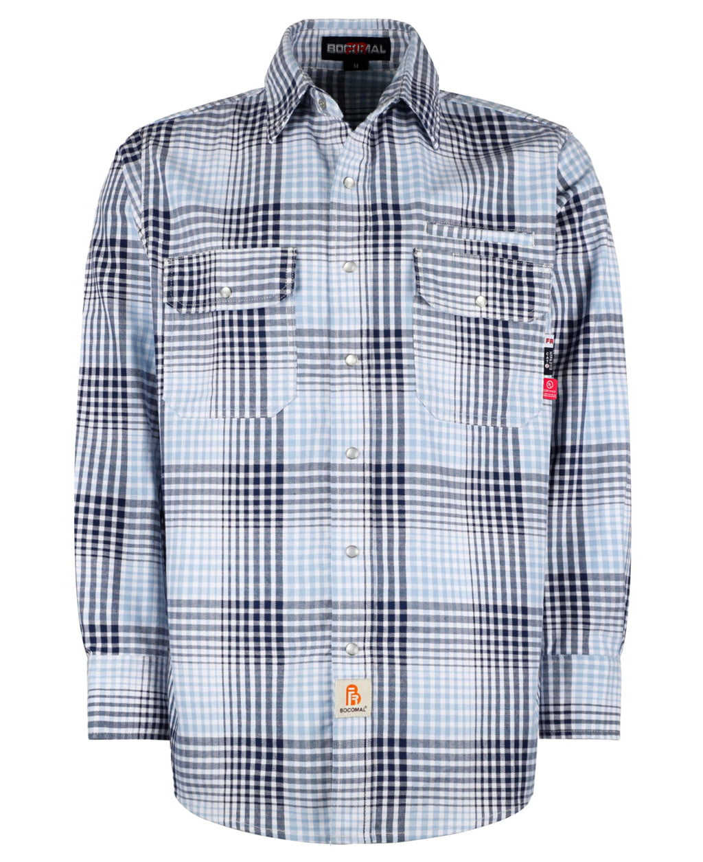 BOCOMAL FR Shirts for Men Snaps Down 7.5oz Water Repellent Fire Resistant Welding Jackets-NFPA2112 CAT2