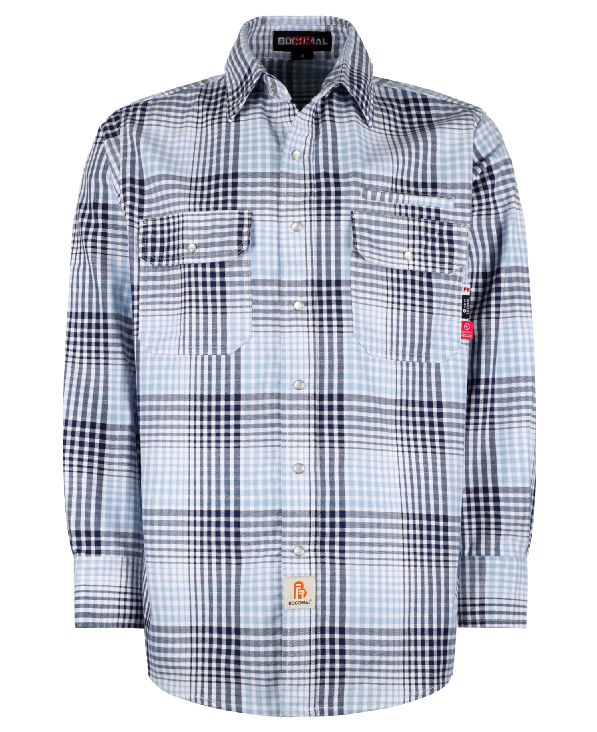 BOCOMAL FR Shirts for Men Snaps Down 7.5oz Water Repellent Fire Resistant Welding Jackets-NFPA2112 CAT2