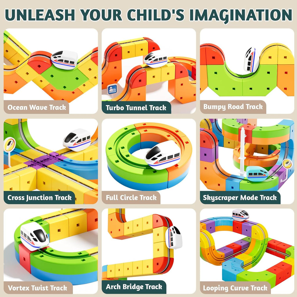 klick Rail Electric Train Set 3D Magic Flexible Race Track for Kids 3 4 5 6 7 8 Years Old, Race Car Track with Anti-Gravity, Educational STEM LearningToy for Boys Girls Birthday