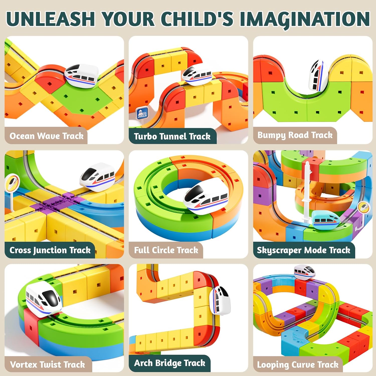 klick Rail Electric Train Set 3D Magic Flexible Race Track for Kids 3 4 5 6 7 8 Years Old, Race Car Track with Anti-Gravity, Educational STEM LearningToy for Boys Girls Birthday