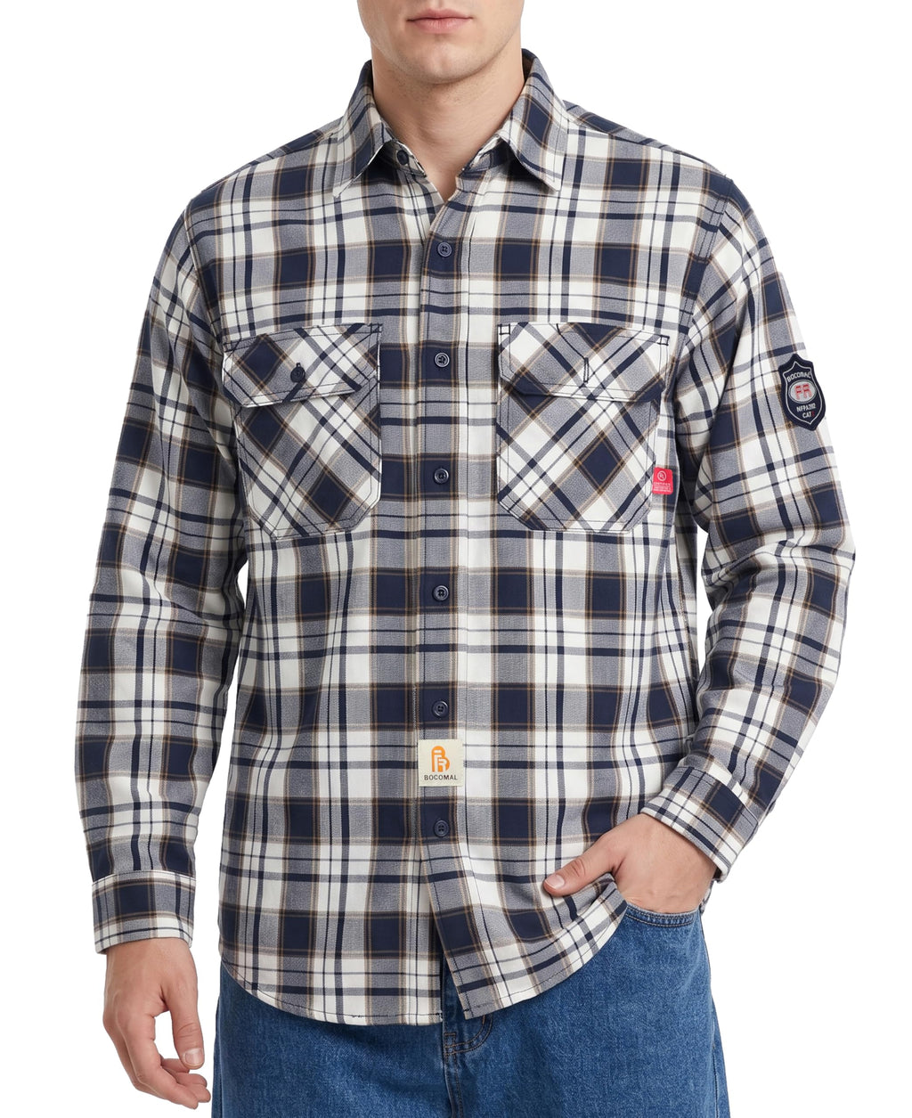 BOCOMAL FR Shirts 6.25oz Lightweight Welding Shirts Flame Resistant Men's Fire Retardant Shirt