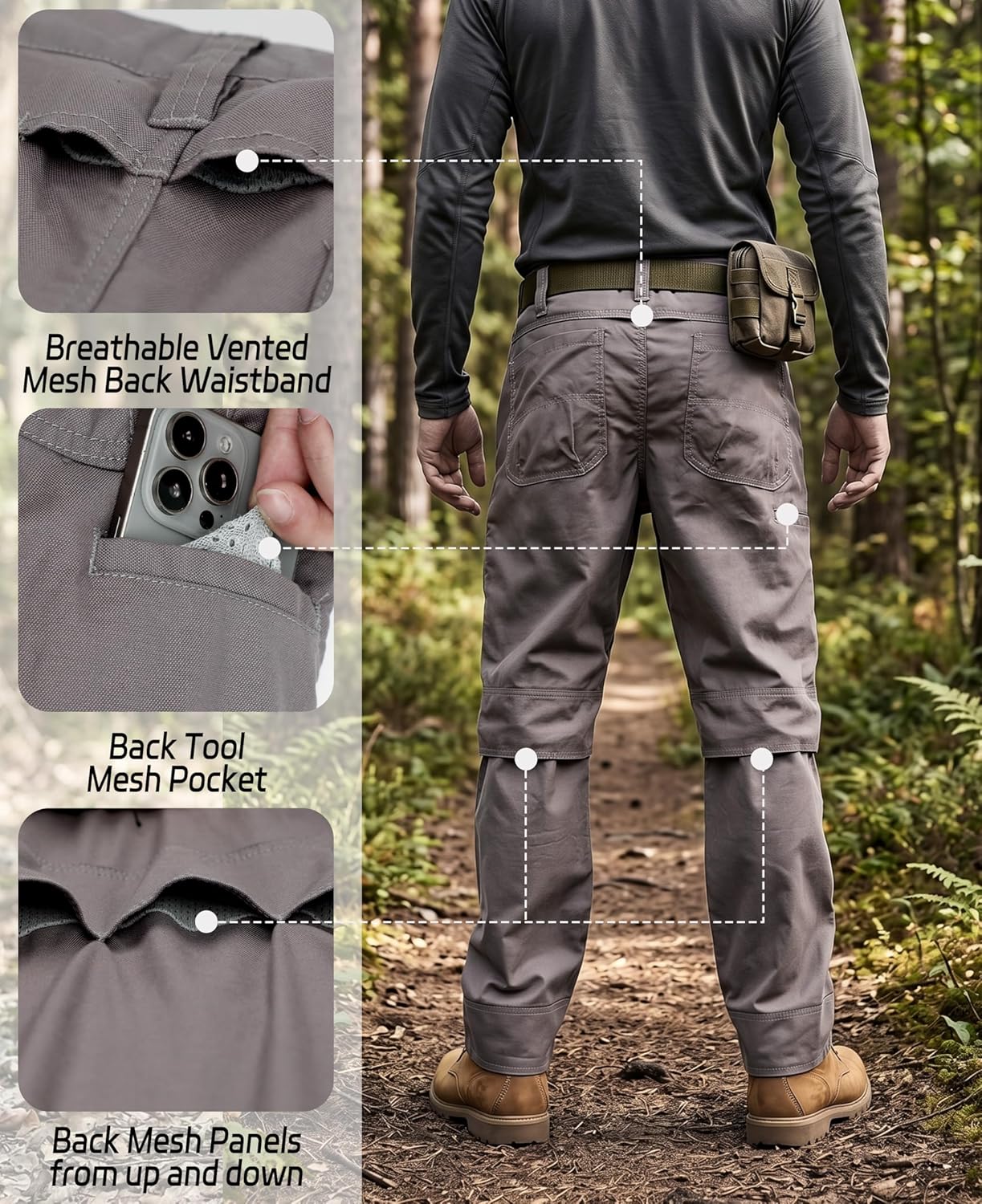 BOCOMAL Men's FR Cargo Pants for Summer Breathable Airflow Vented Design Lightweight Dura Duck Fire Resistant Workwear
