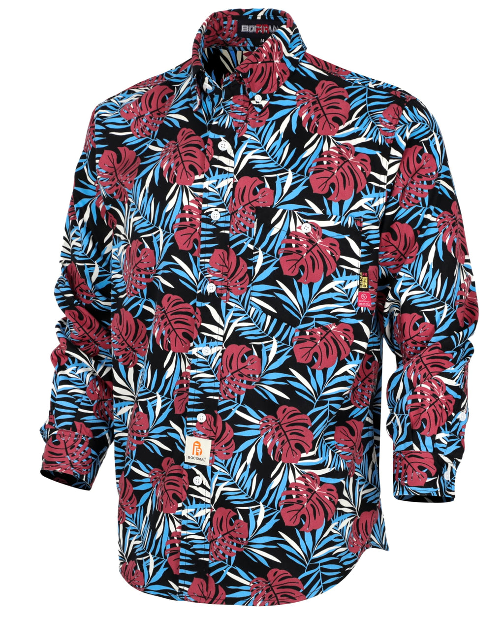 BOCOMAL FR Shirts Printed Paisley/Hawaii Lightweight Pearl Snaps/Button Down Flame Resistant NFPA2112 CAT2 Work Shirt