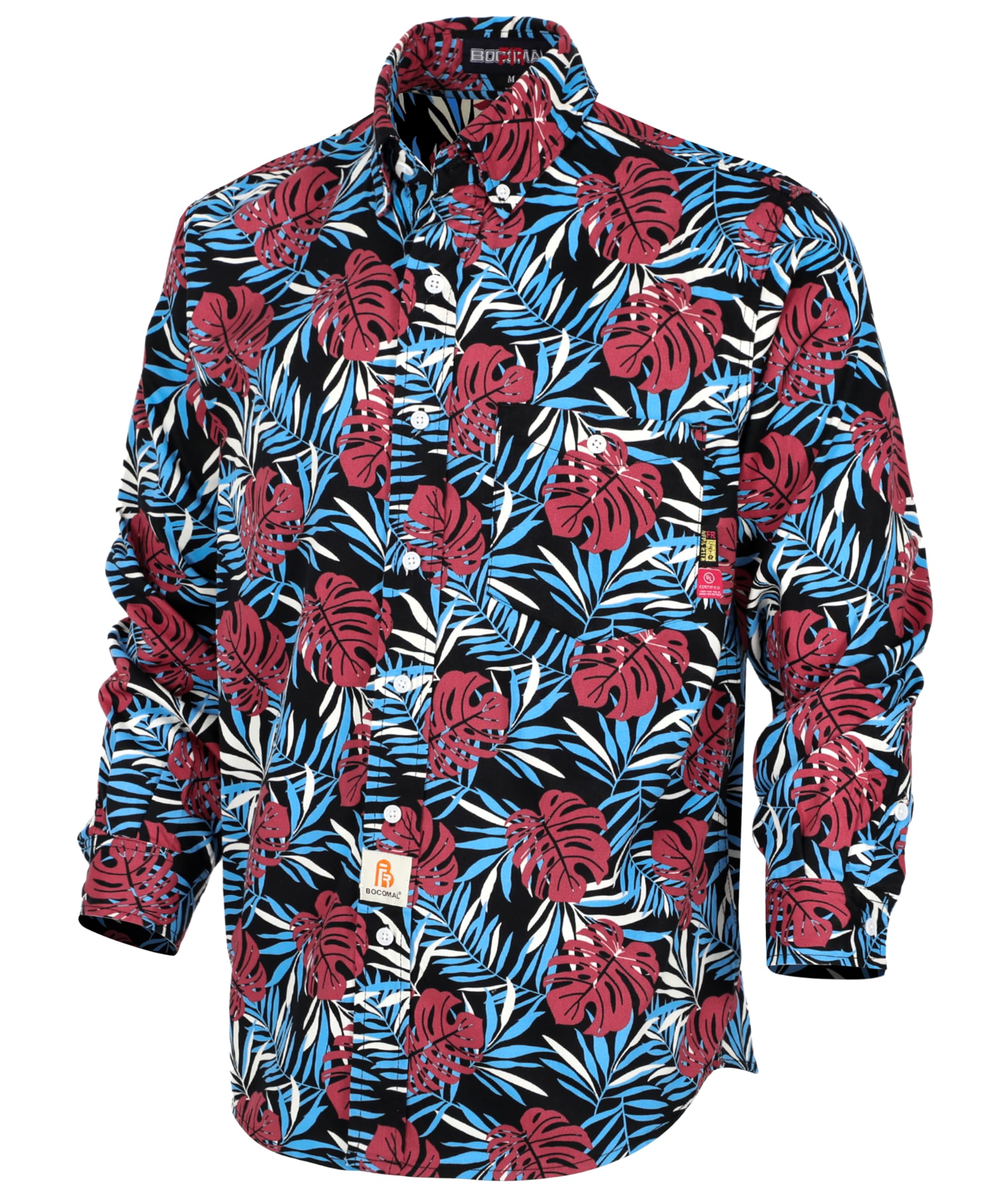 BOCOMAL FR Shirts Printed Paisley/Hawaii Lightweight Pearl Snaps/Button Down Flame Resistant NFPA2112 CAT2 Work Shirt