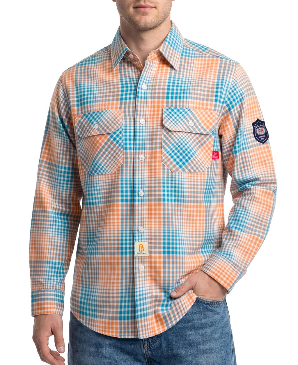 BOCOMAL FR Shirts 6.25oz Lightweight Welding Shirts Flame Resistant Men's Fire Retardant Shirt